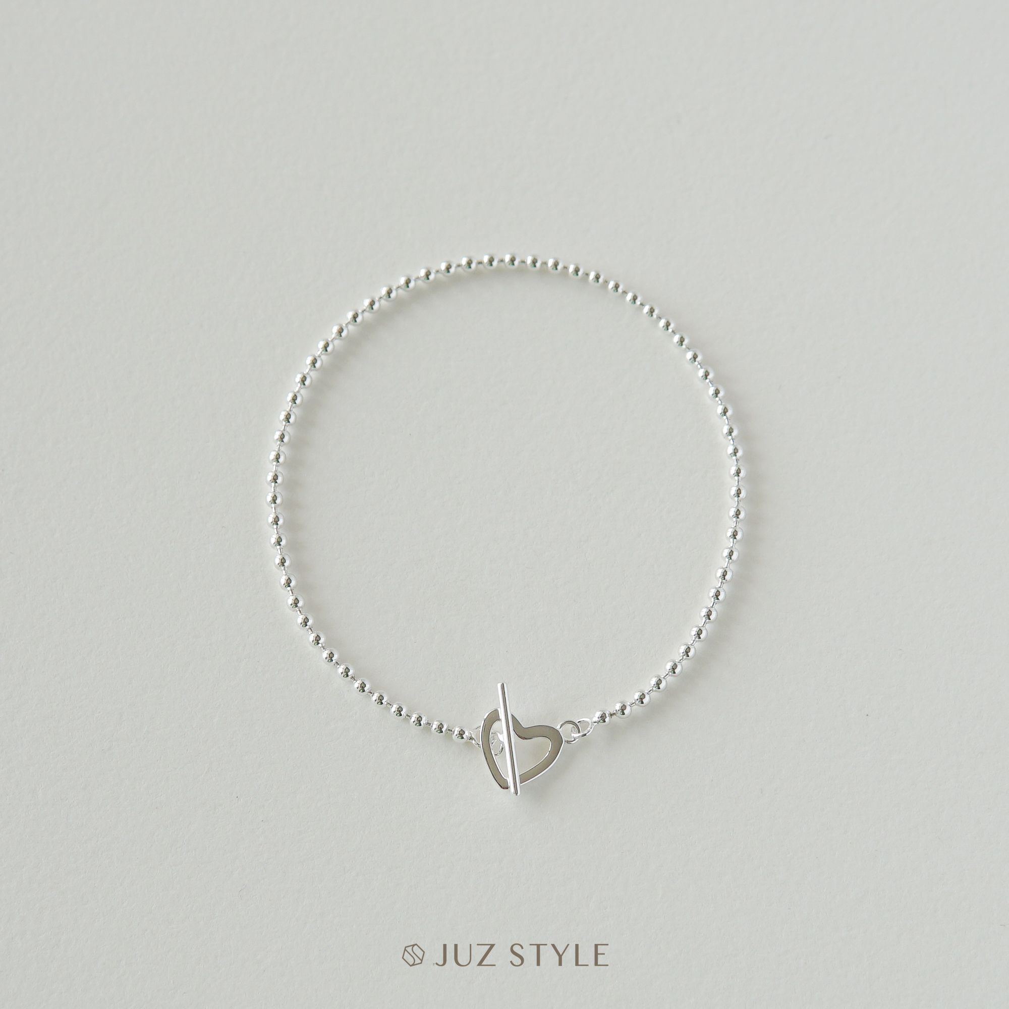  Lắc tay bạc ball chain with heart lock 