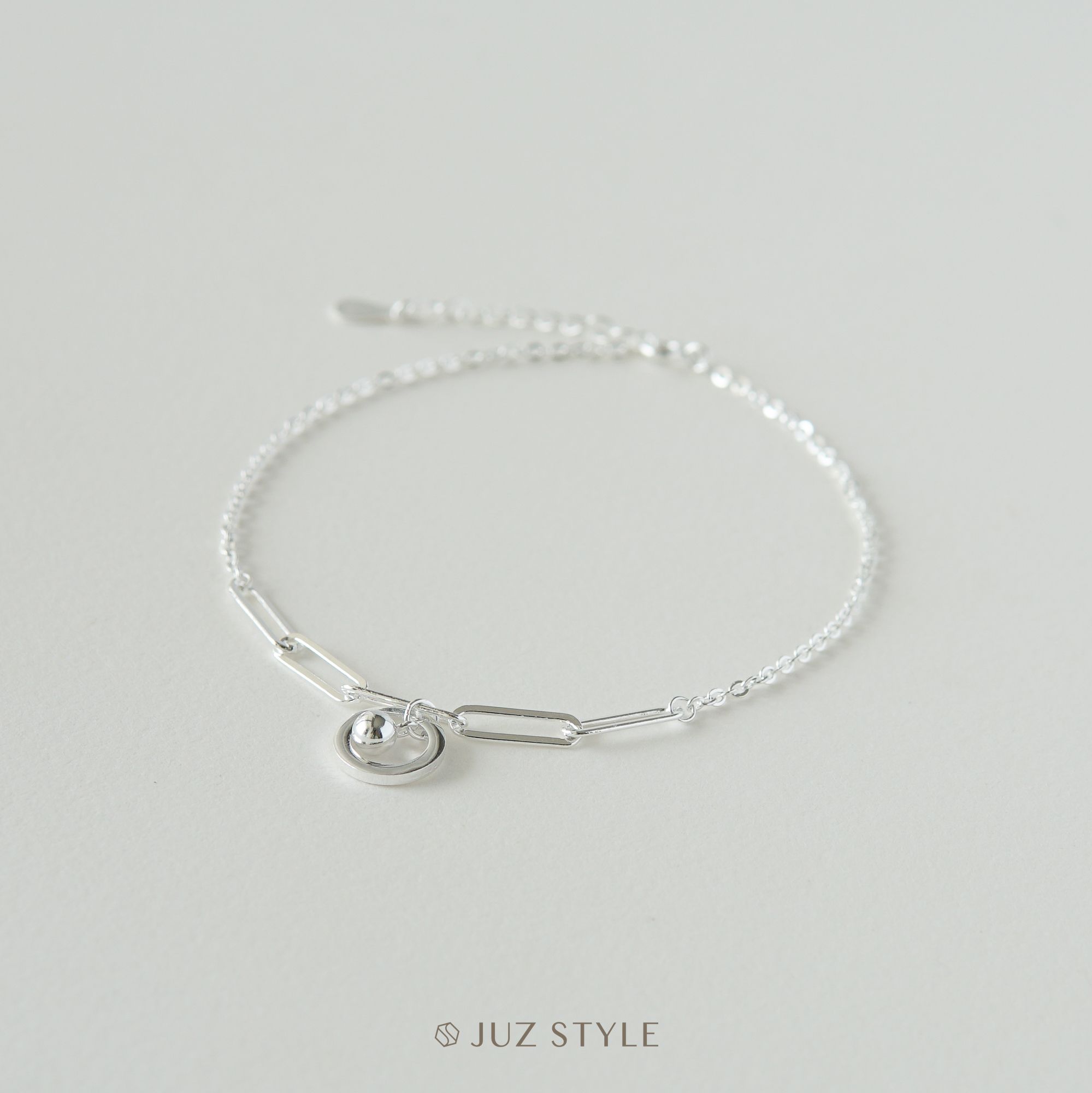 Lắc chân bạc Circle & Ball