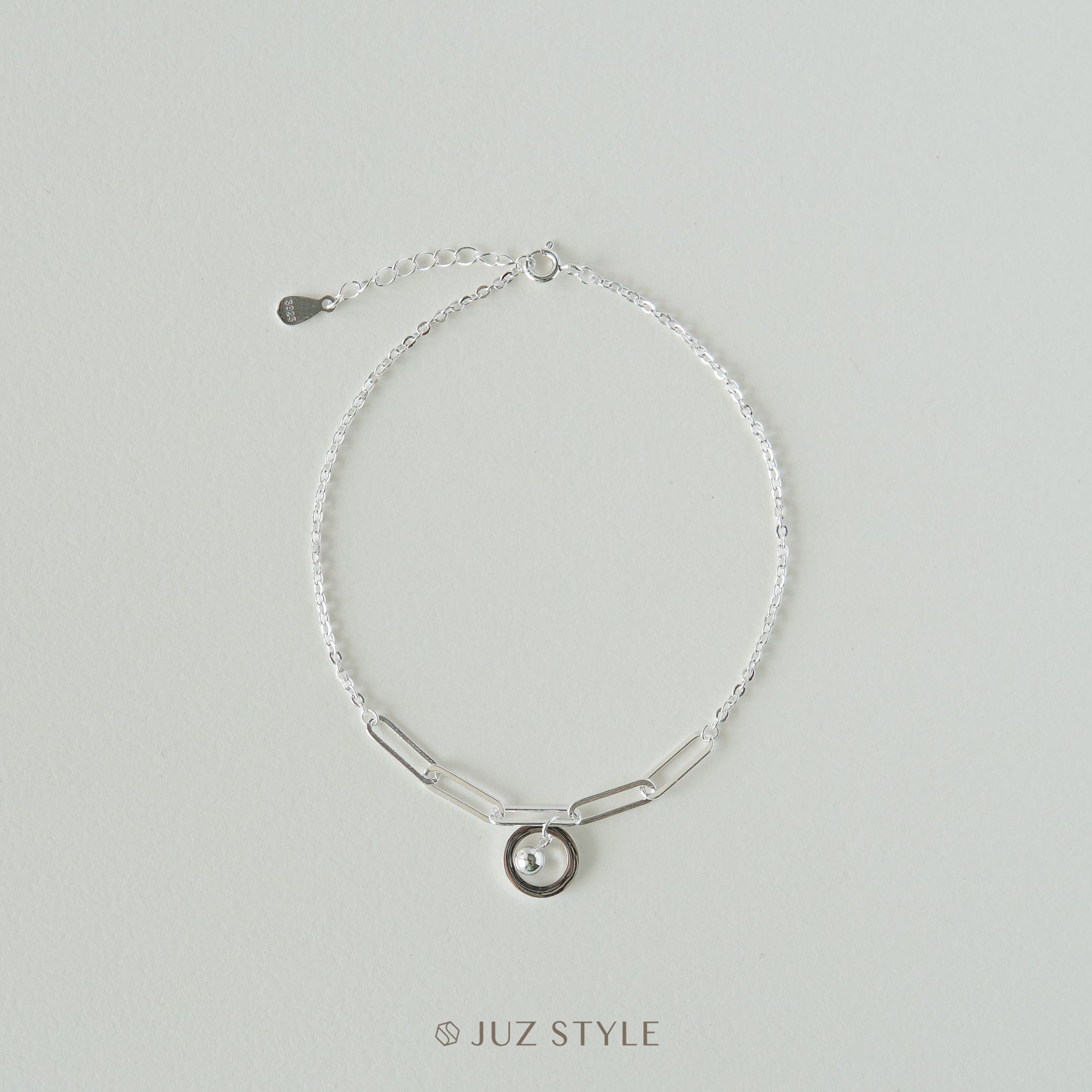 Lắc chân bạc Circle & Ball