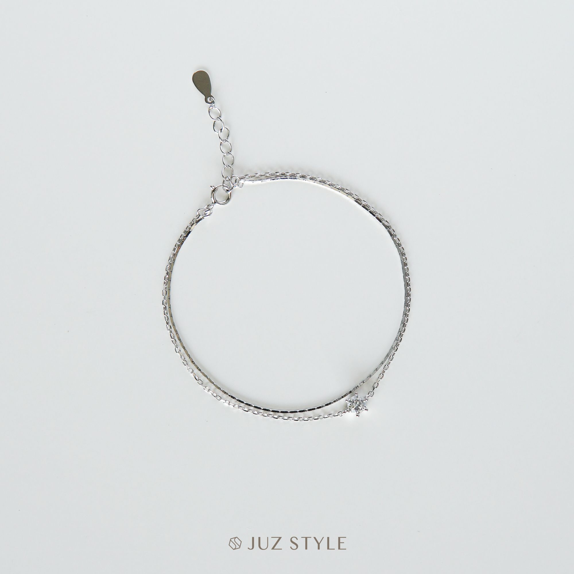 Lắc tay bạc Cz double chains