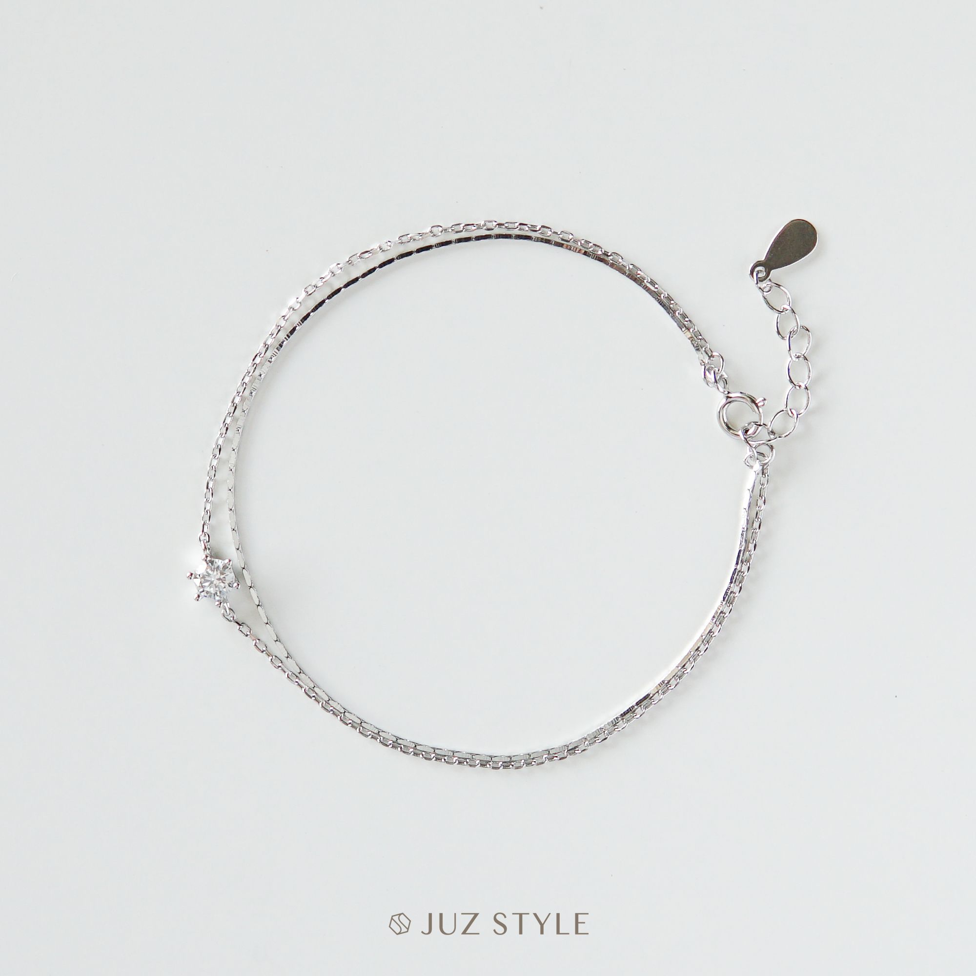 Lắc tay bạc Cz double chains