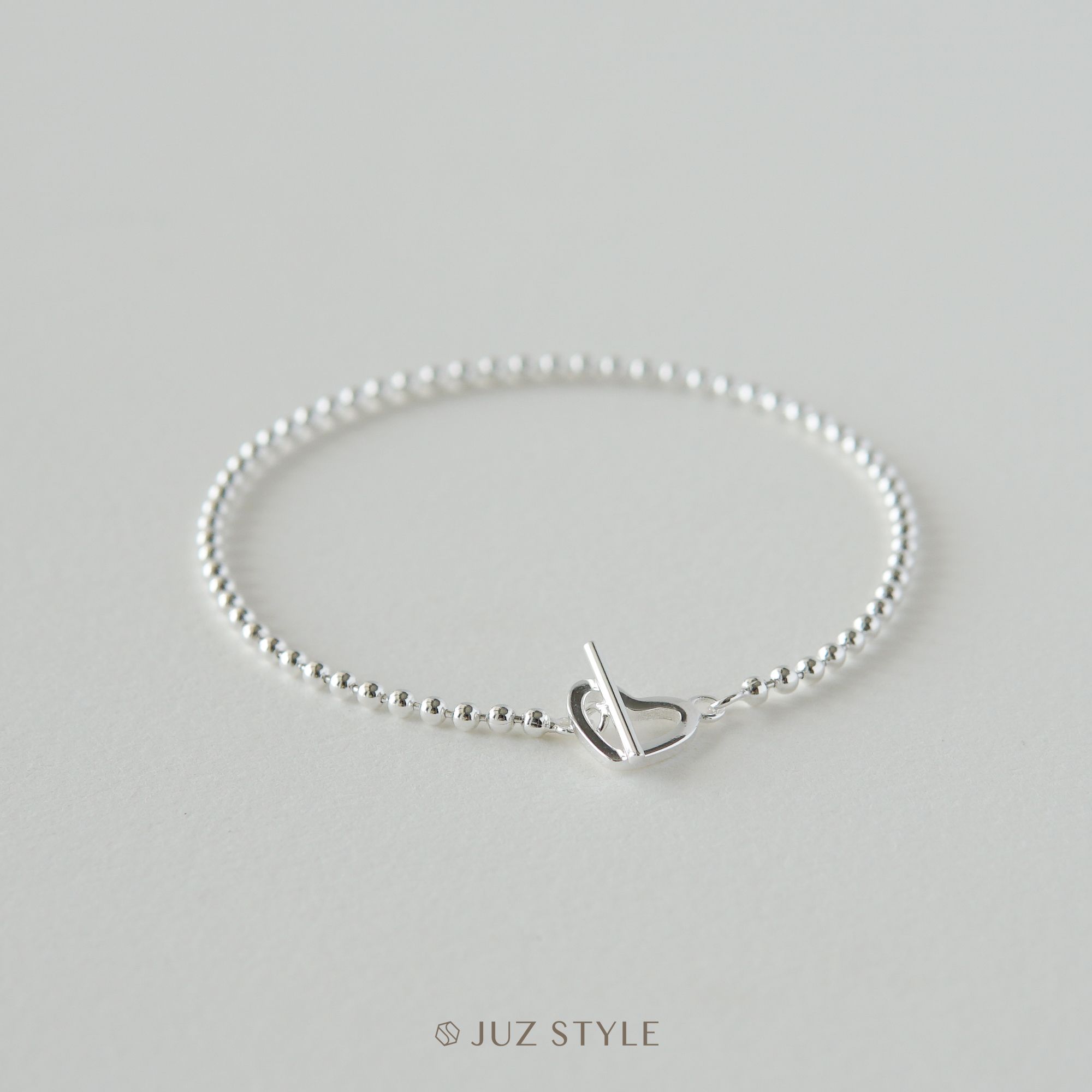  Lắc tay bạc ball chain with heart lock 