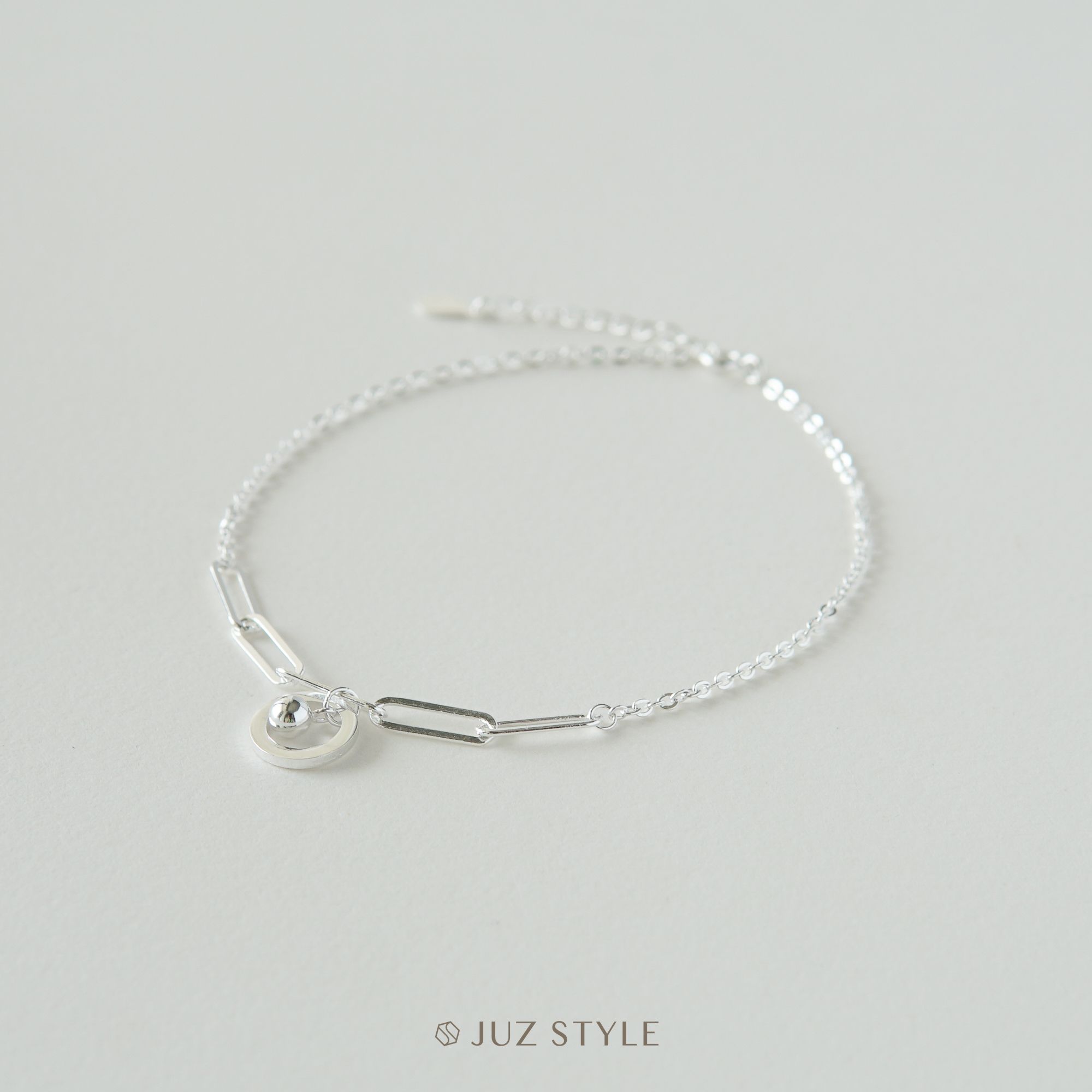 Lắc chân bạc Circle & Ball