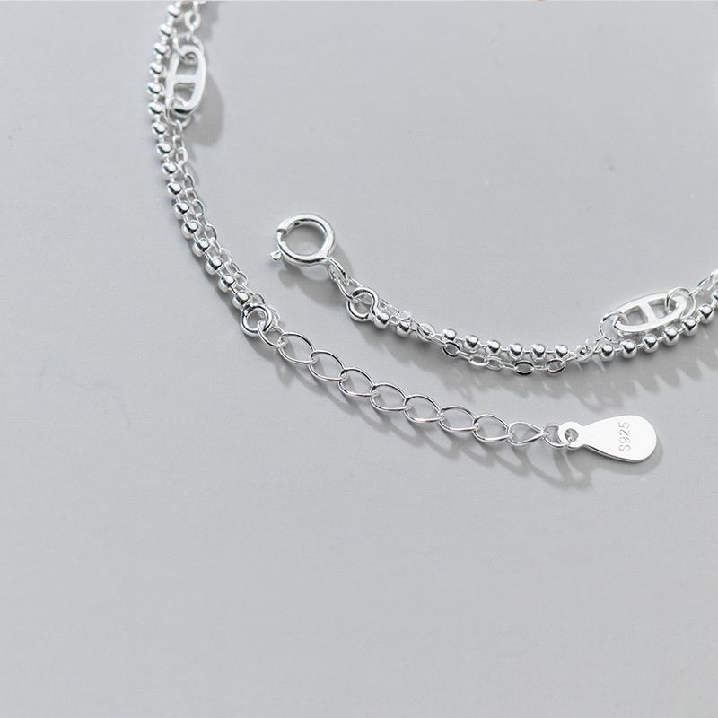 Lắc tay bạc Button double chains