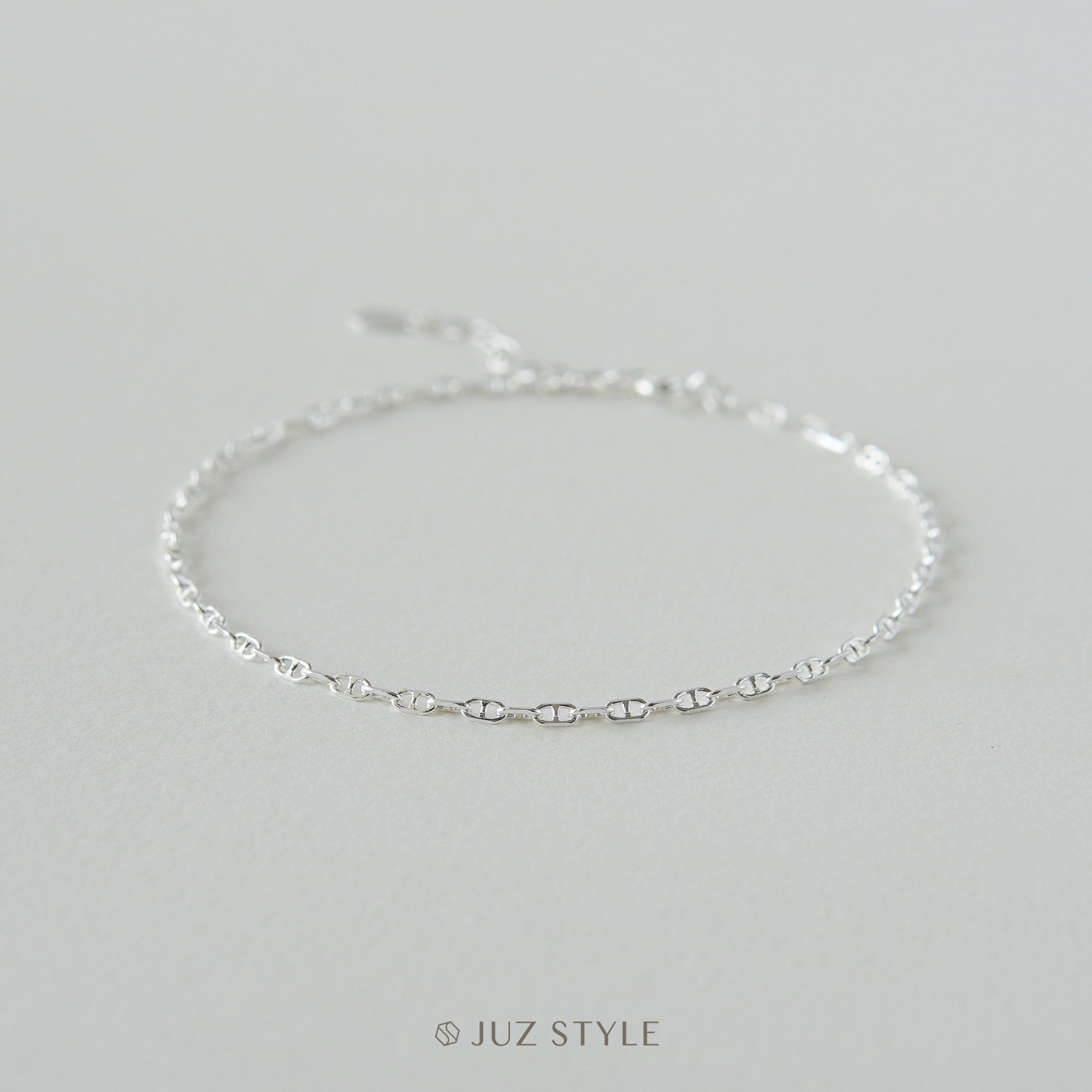 Lắc chân bạc button chain