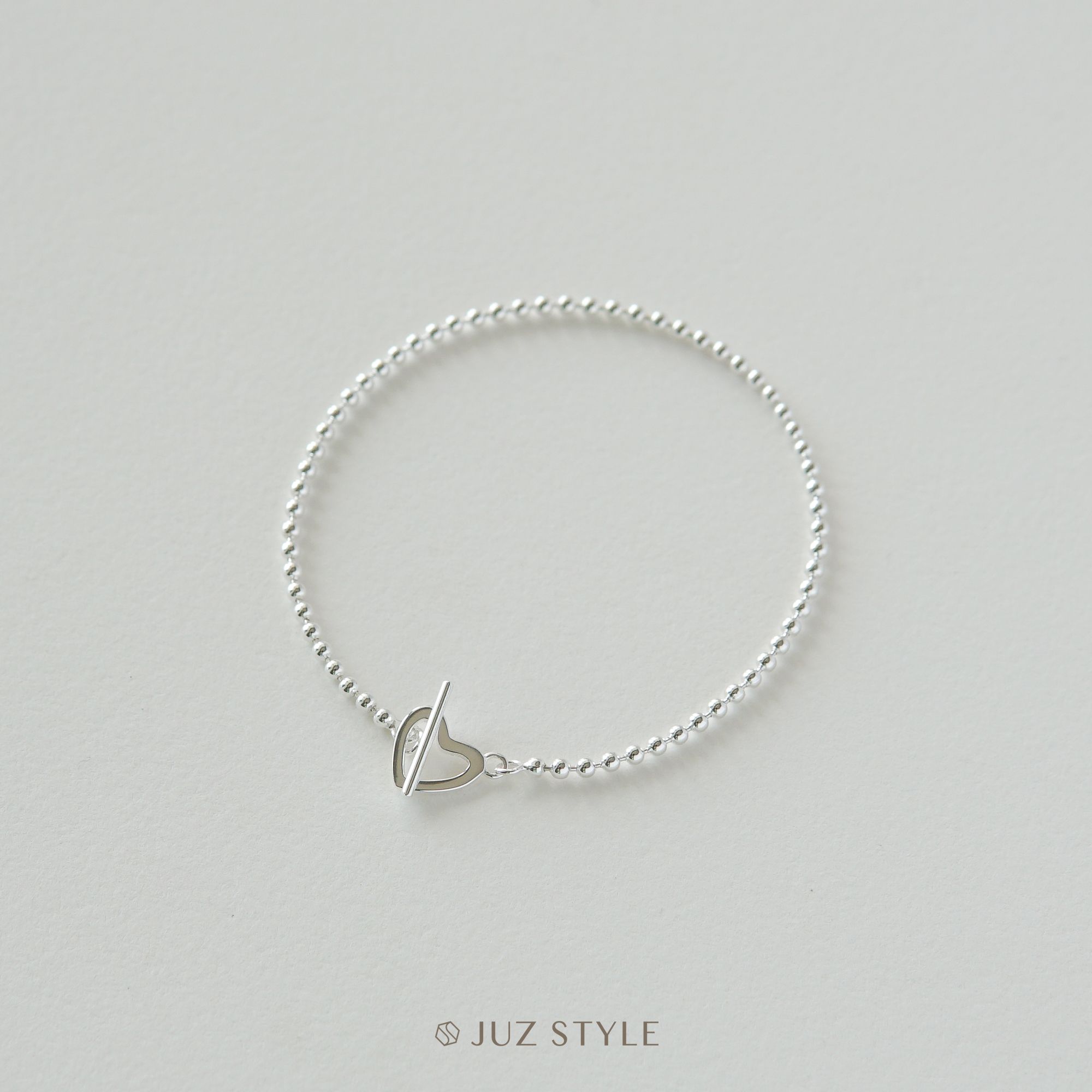 Lắc tay bạc ball chain with heart lock