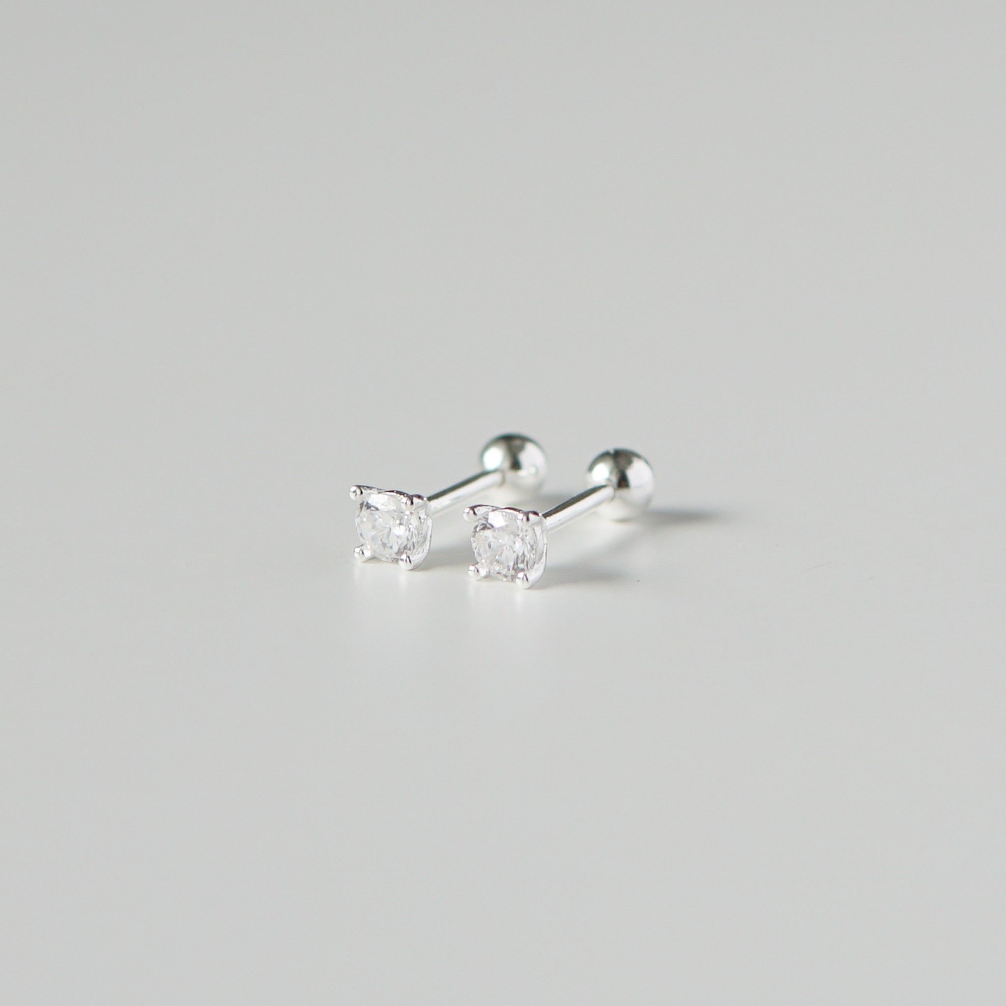 Bông tai bạc CZ Point ballstuds