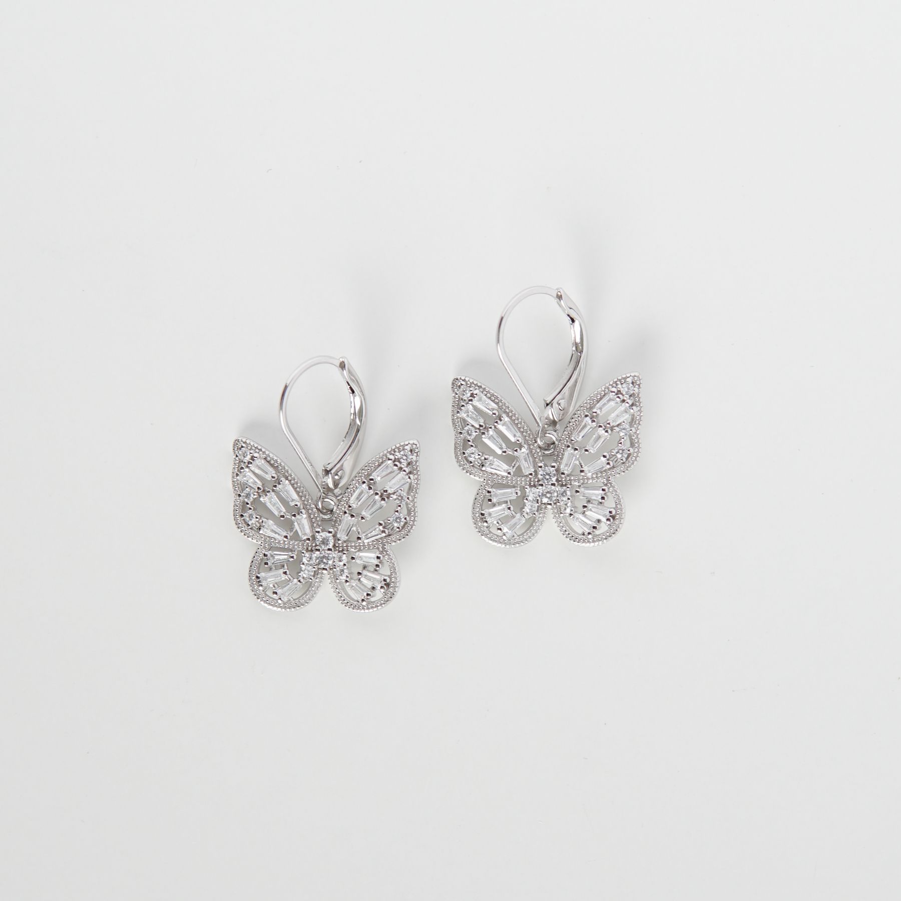Bông tai bạc Butterfly CZ hoop