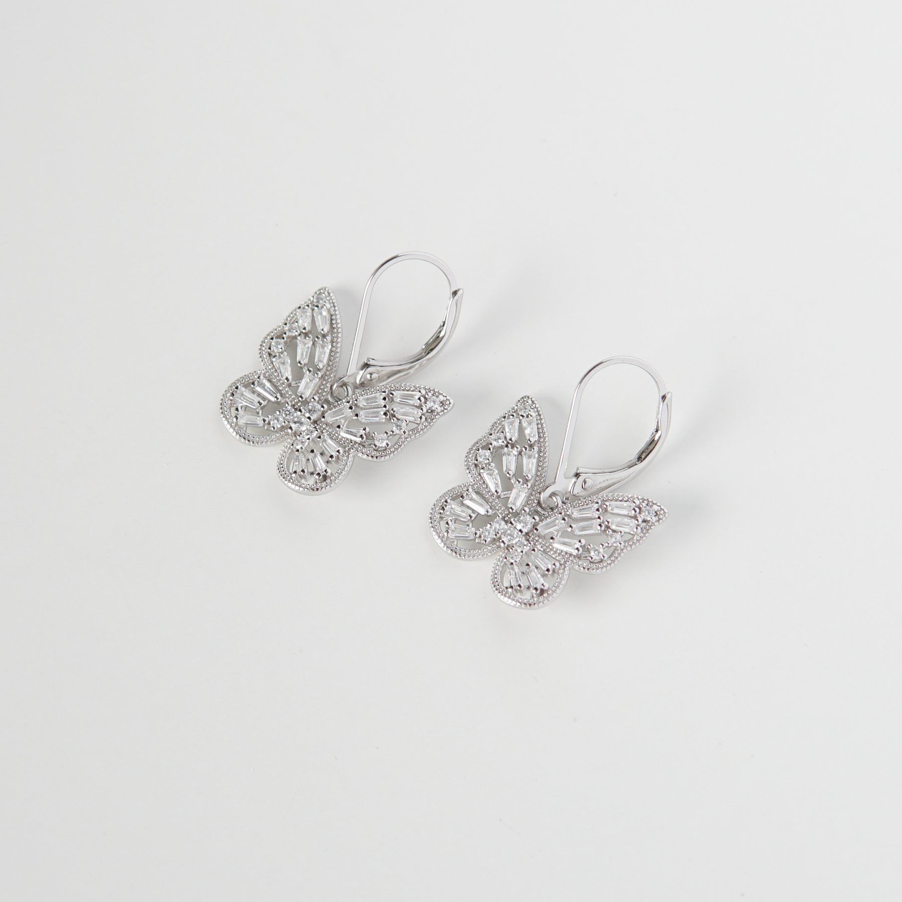 Bông tai bạc Butterfly CZ hoop