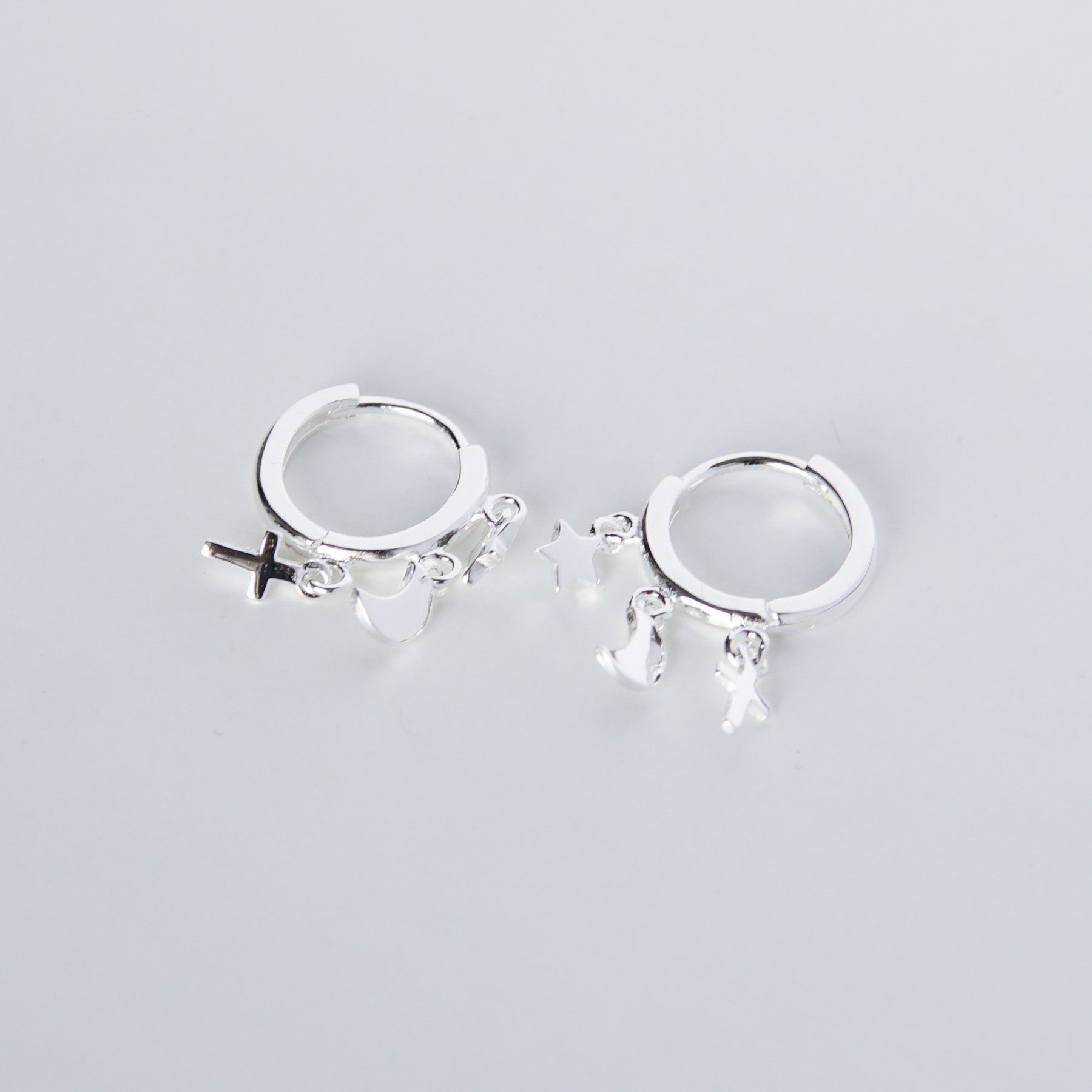 Bông tai bạc Tiny hoop & charms