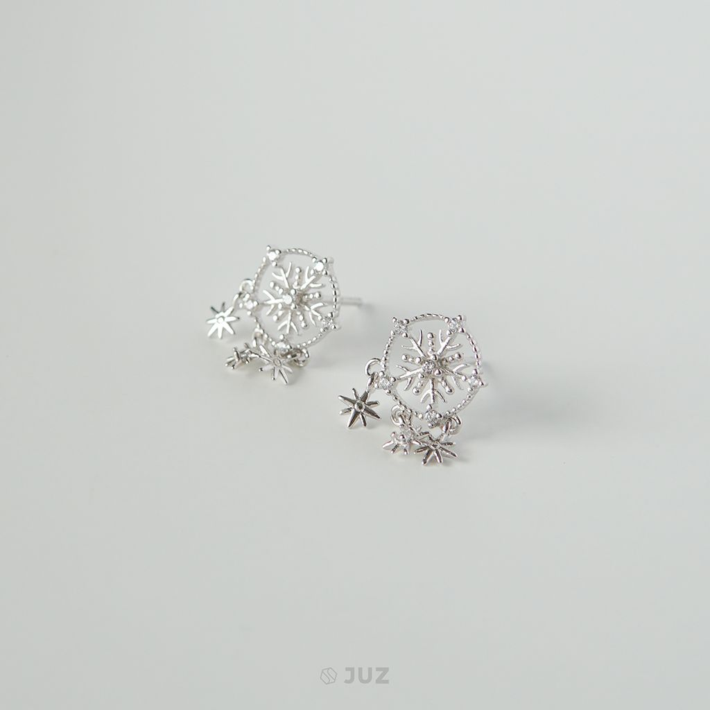 Bông tai bạc Snowflake catcher