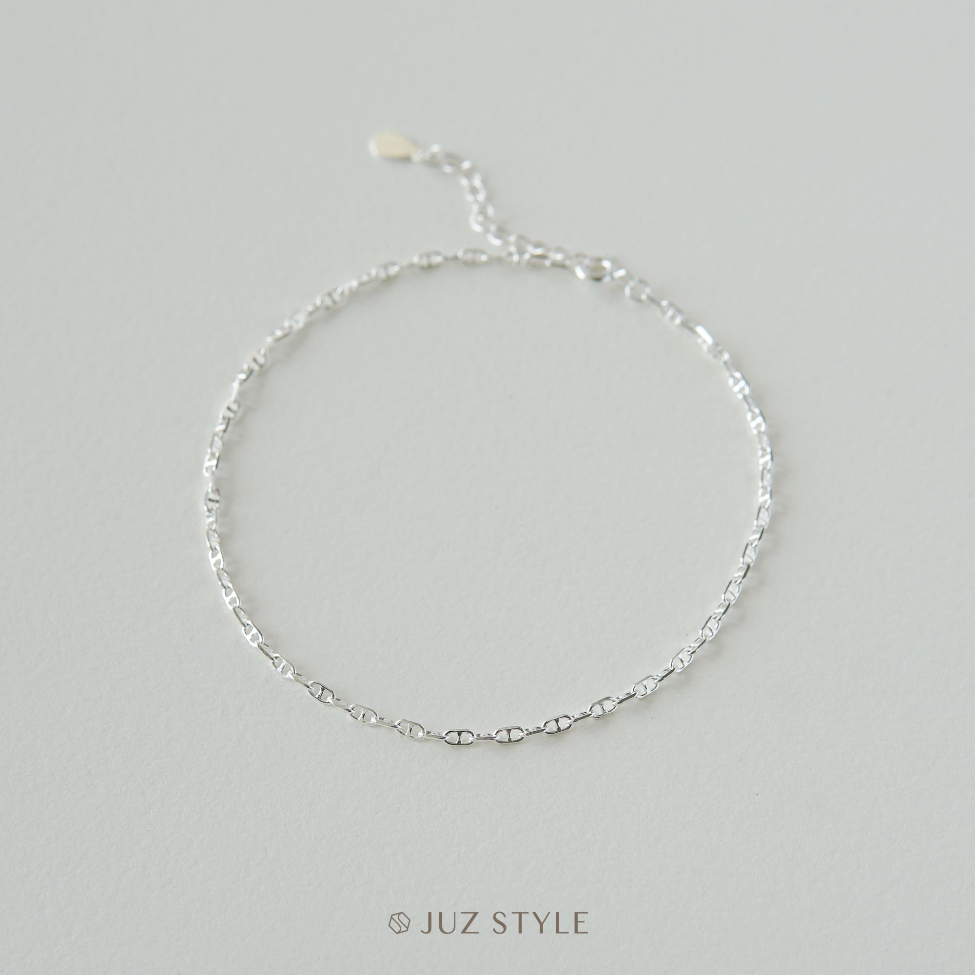 Lắc chân bạc button chain