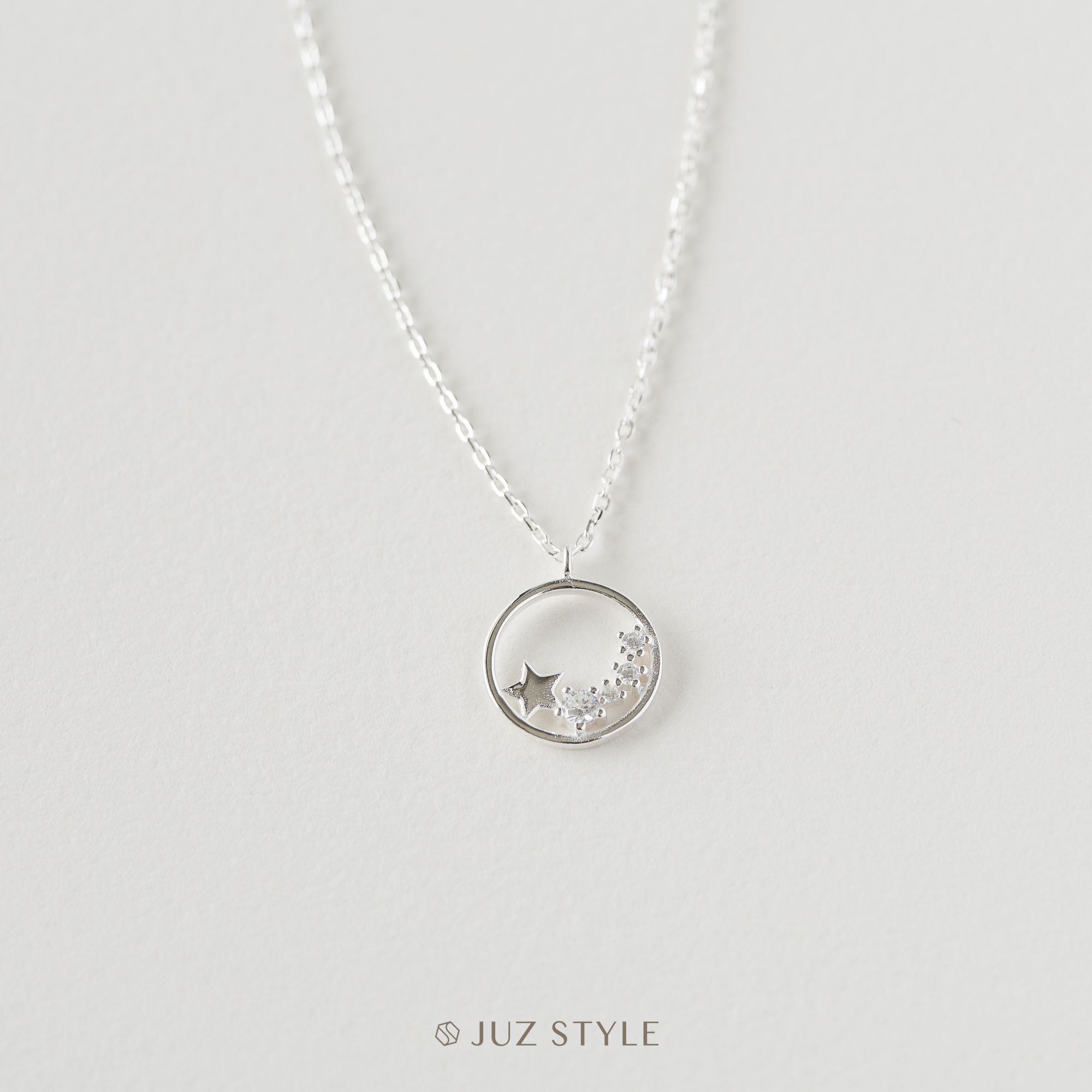 Dây chuyền bạc Stars in circle