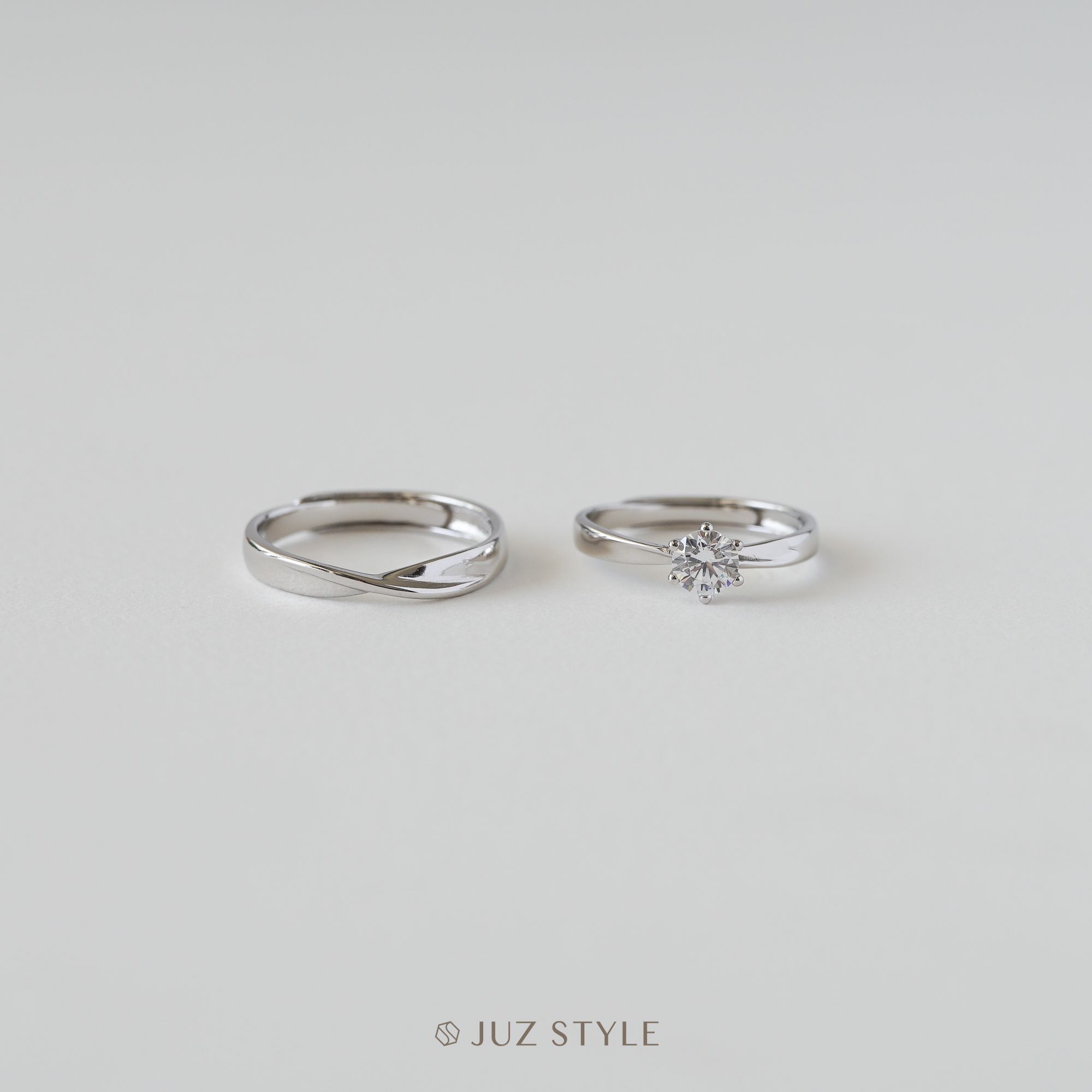 Nhẫn cặp bạc Twist Cz