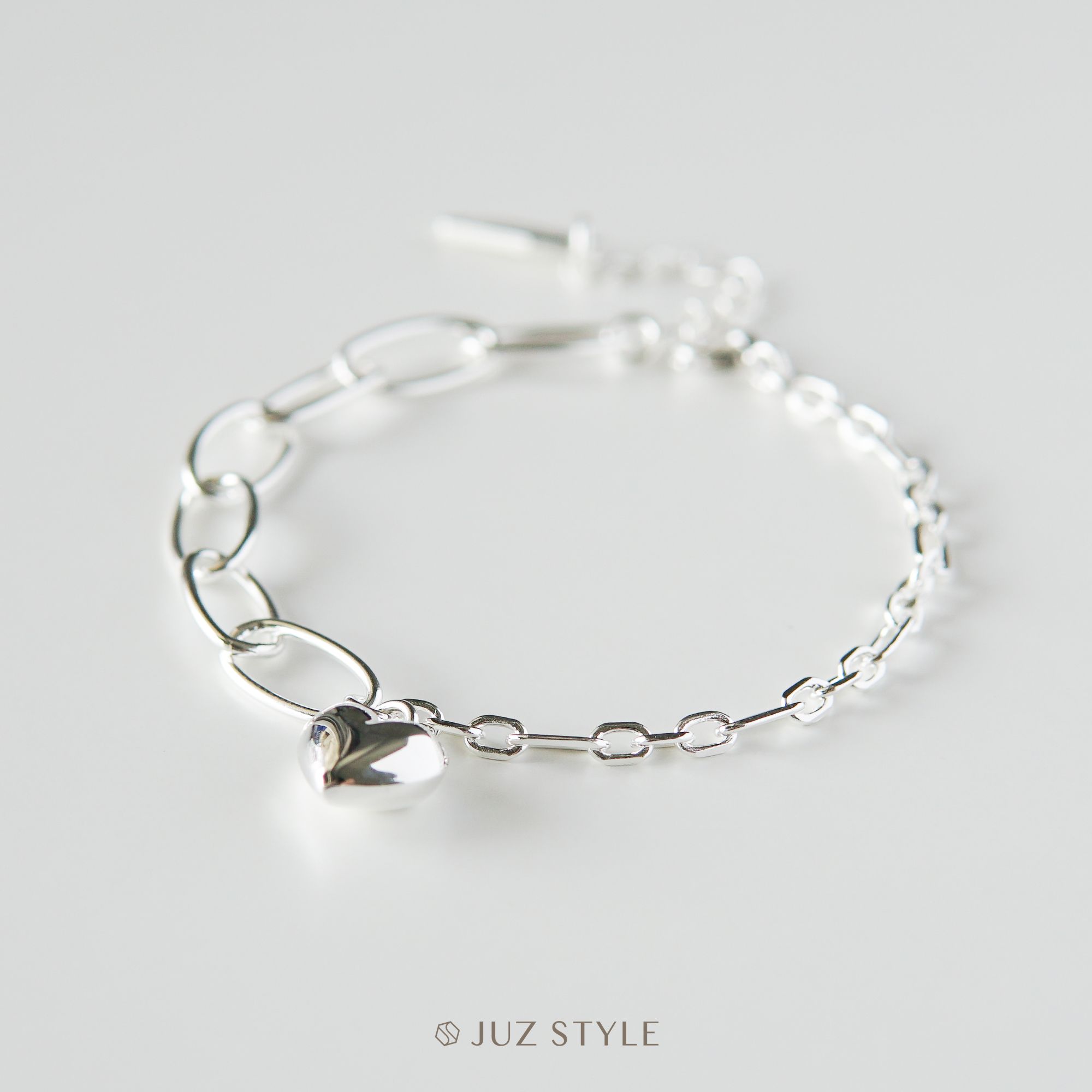 Lắc tay bạc Mixed chains & heart