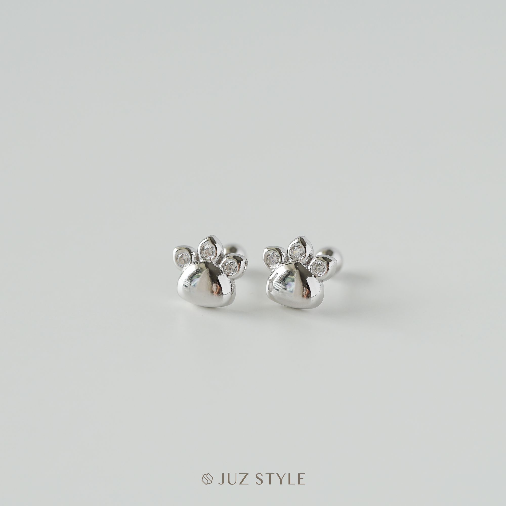 Bông tai bạc Bear ballstuds