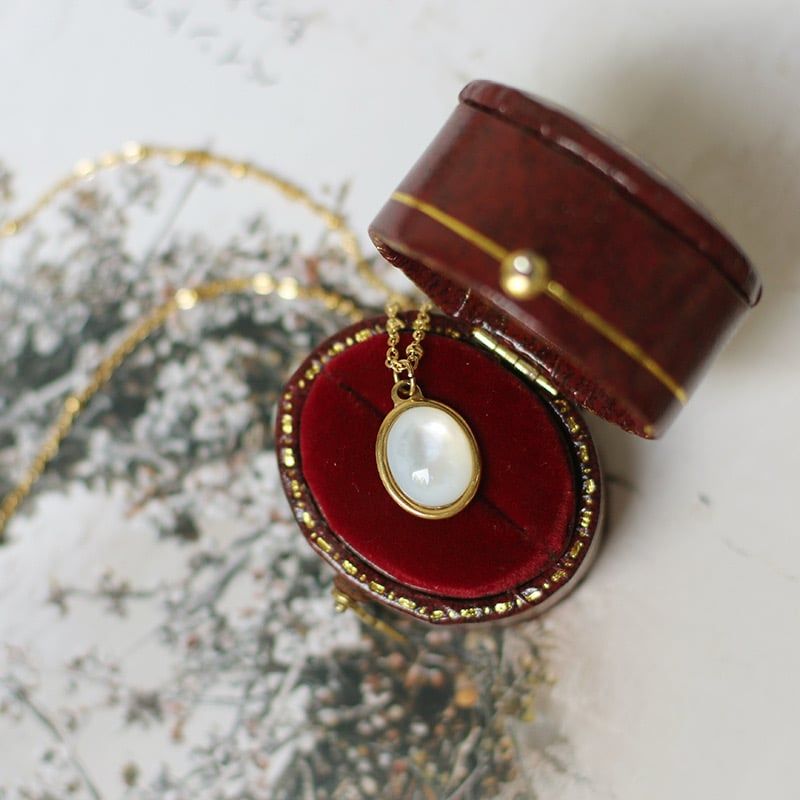 Dây chuyền mặt đá xà cừ oval