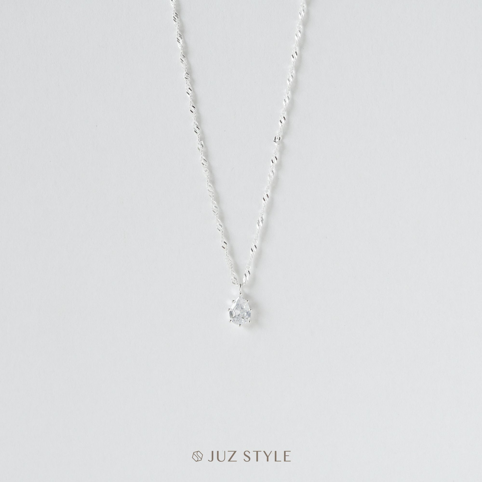 Dây chuyền bạc Tear-drop Cz