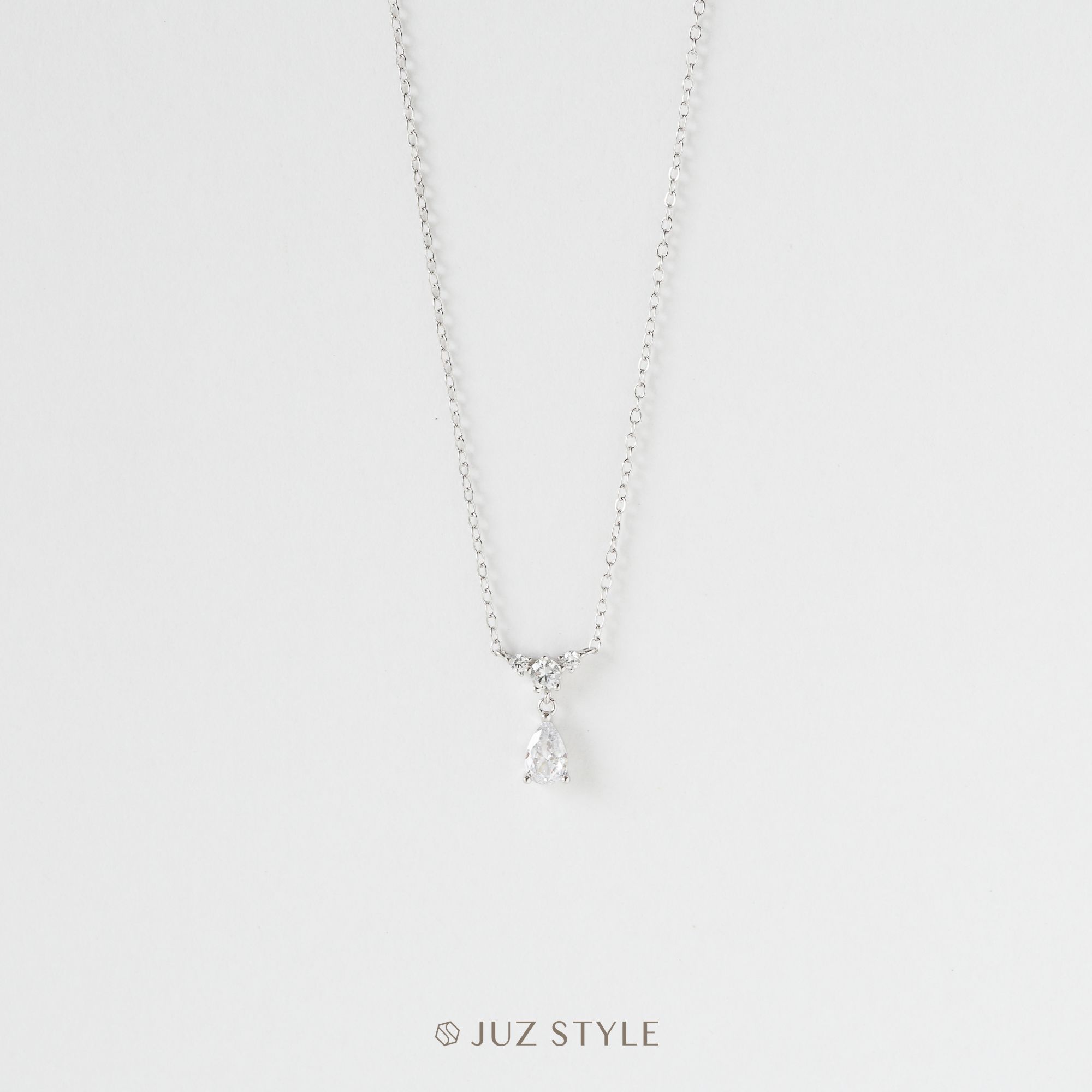 Dây chuyền bạc Tear-drop Cz