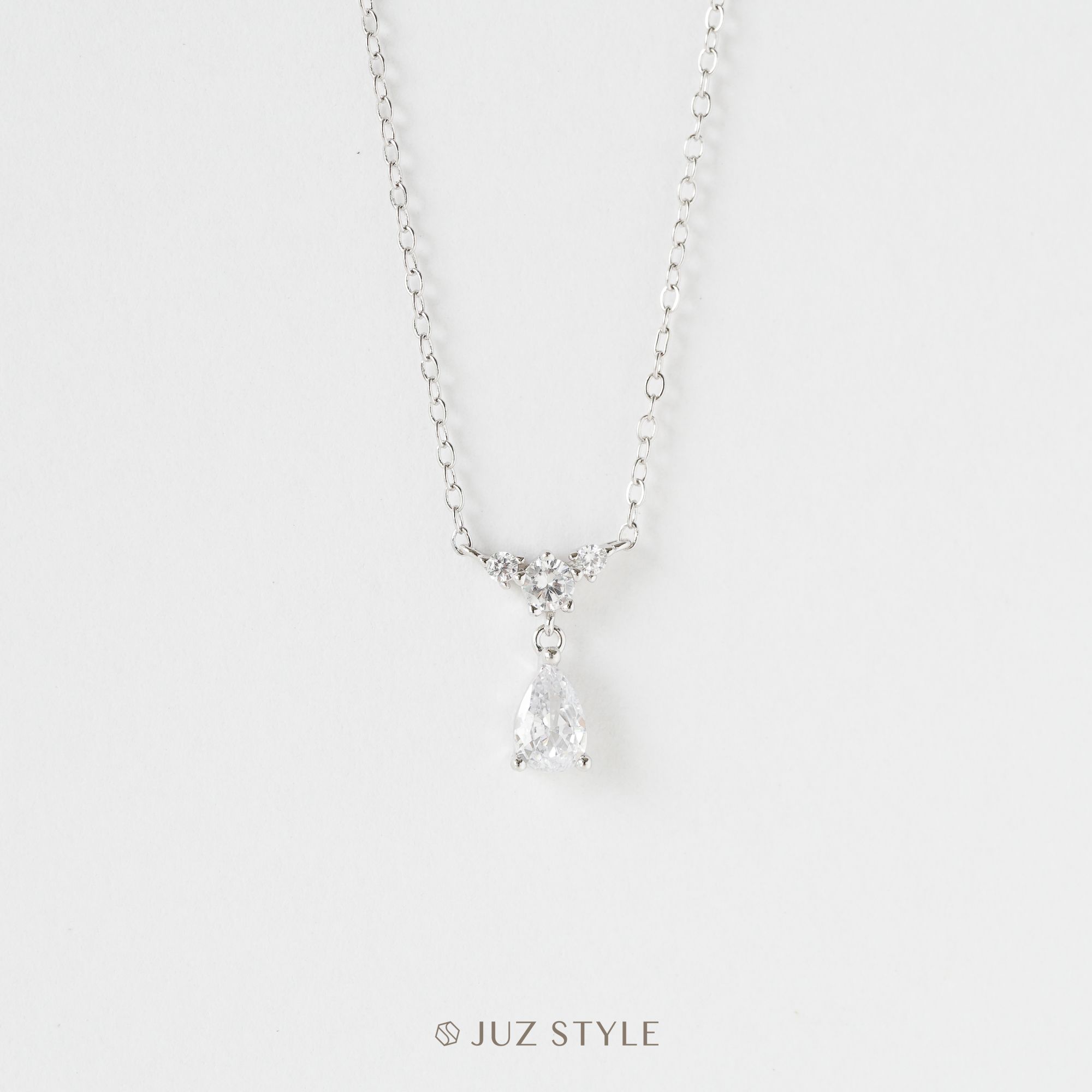 Dây chuyền bạc Tear-drop Cz