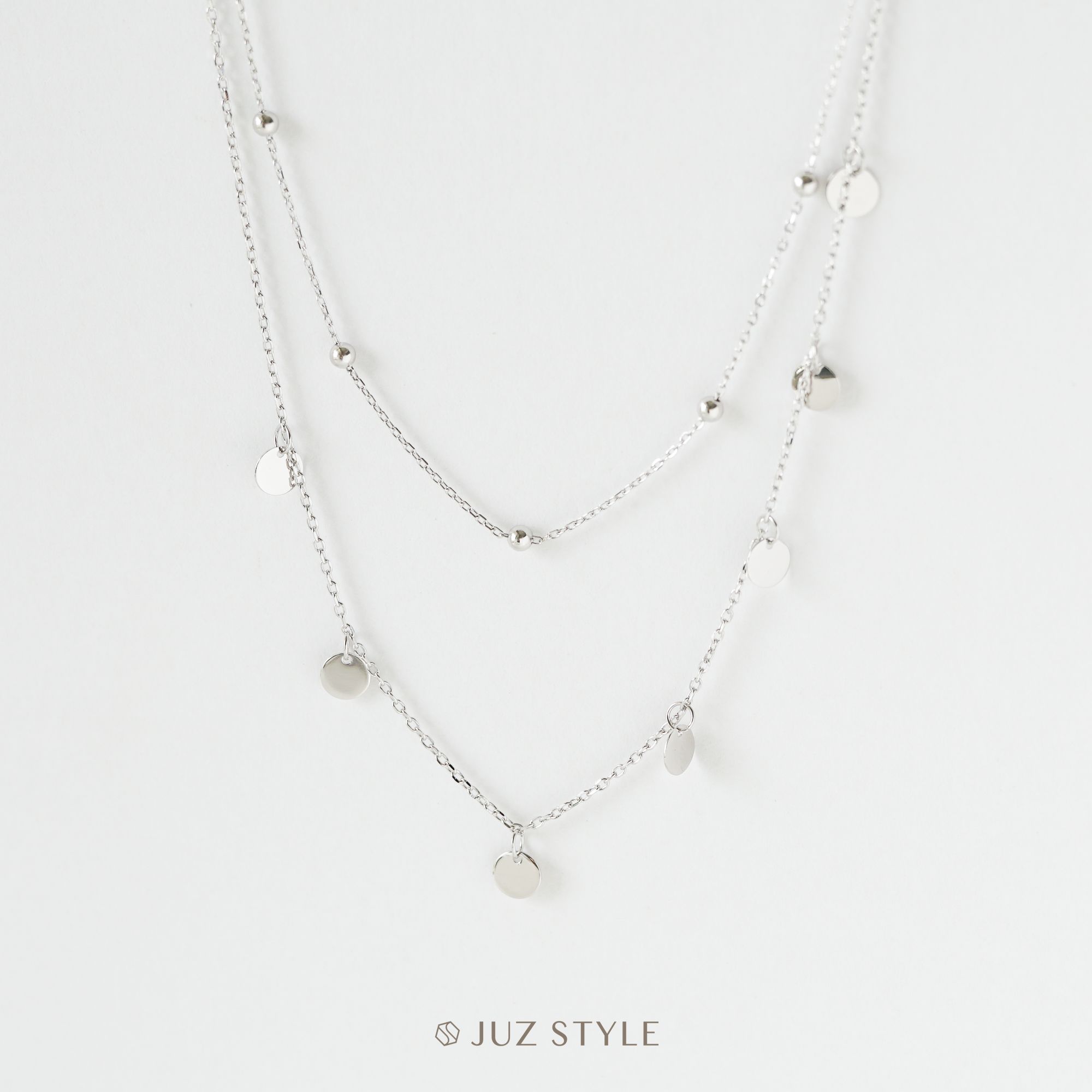 Dây chuyền bạc Dishe double chokers