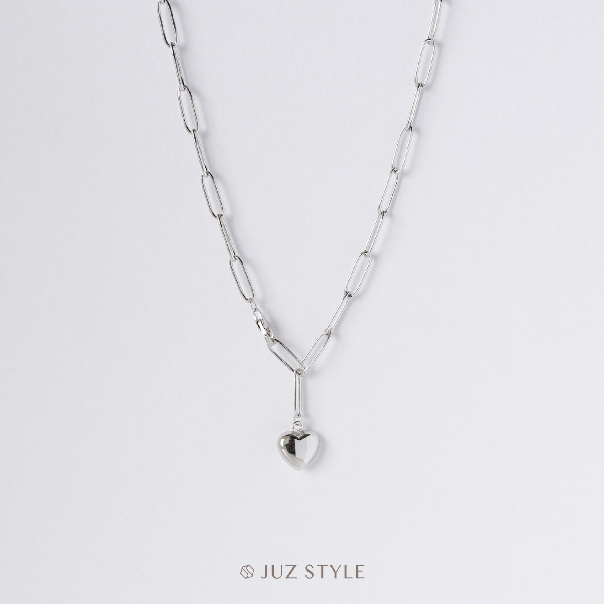 Dây chuyền bạc Oval chain & Heart