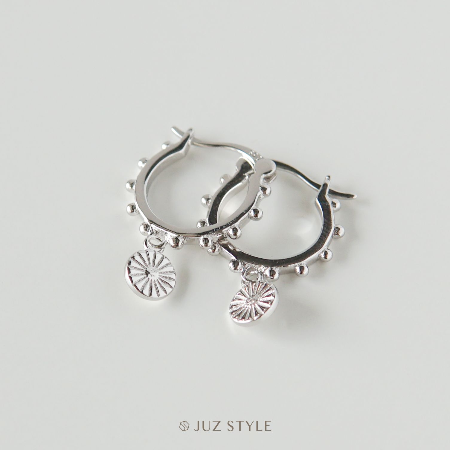Bông tai bạc Rosary Hoop