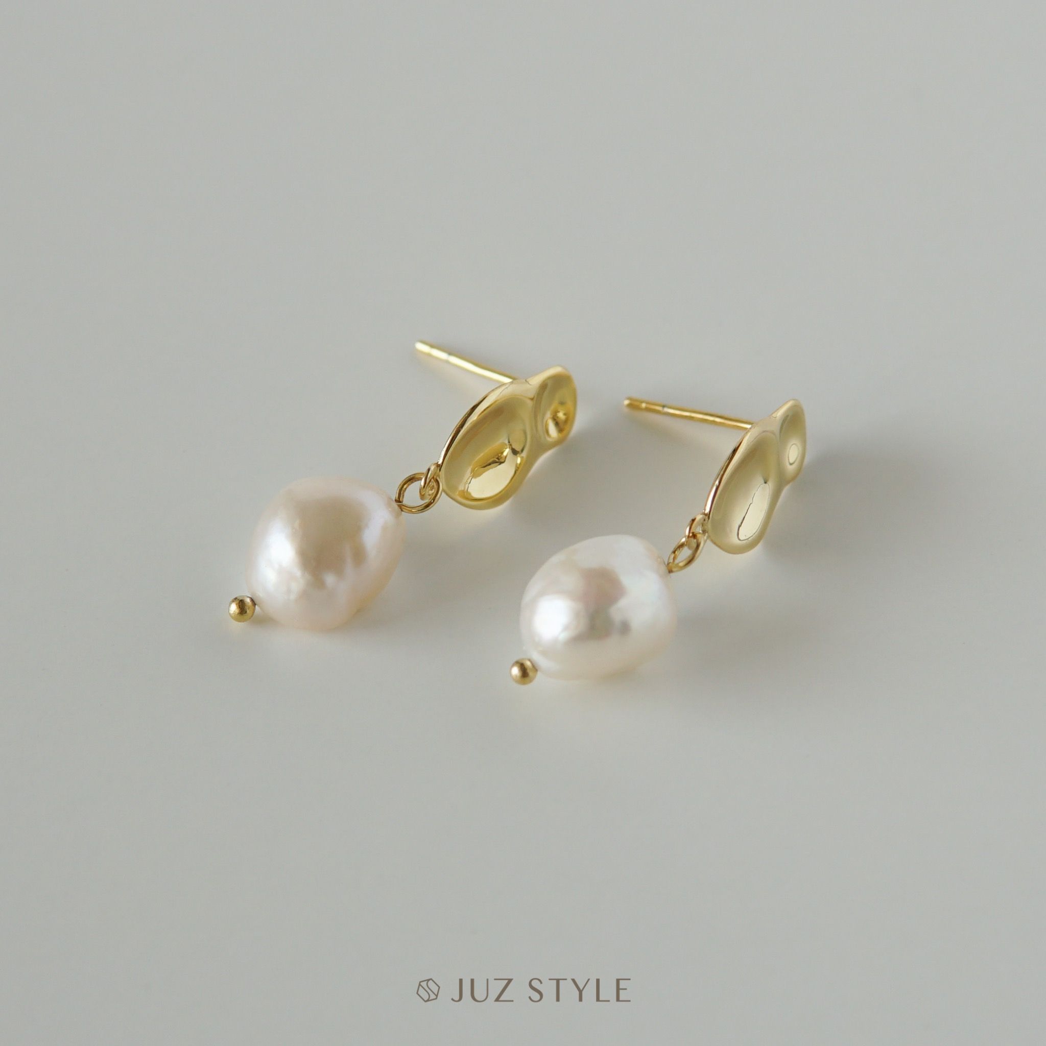 Bông tai bạc Golden pearl