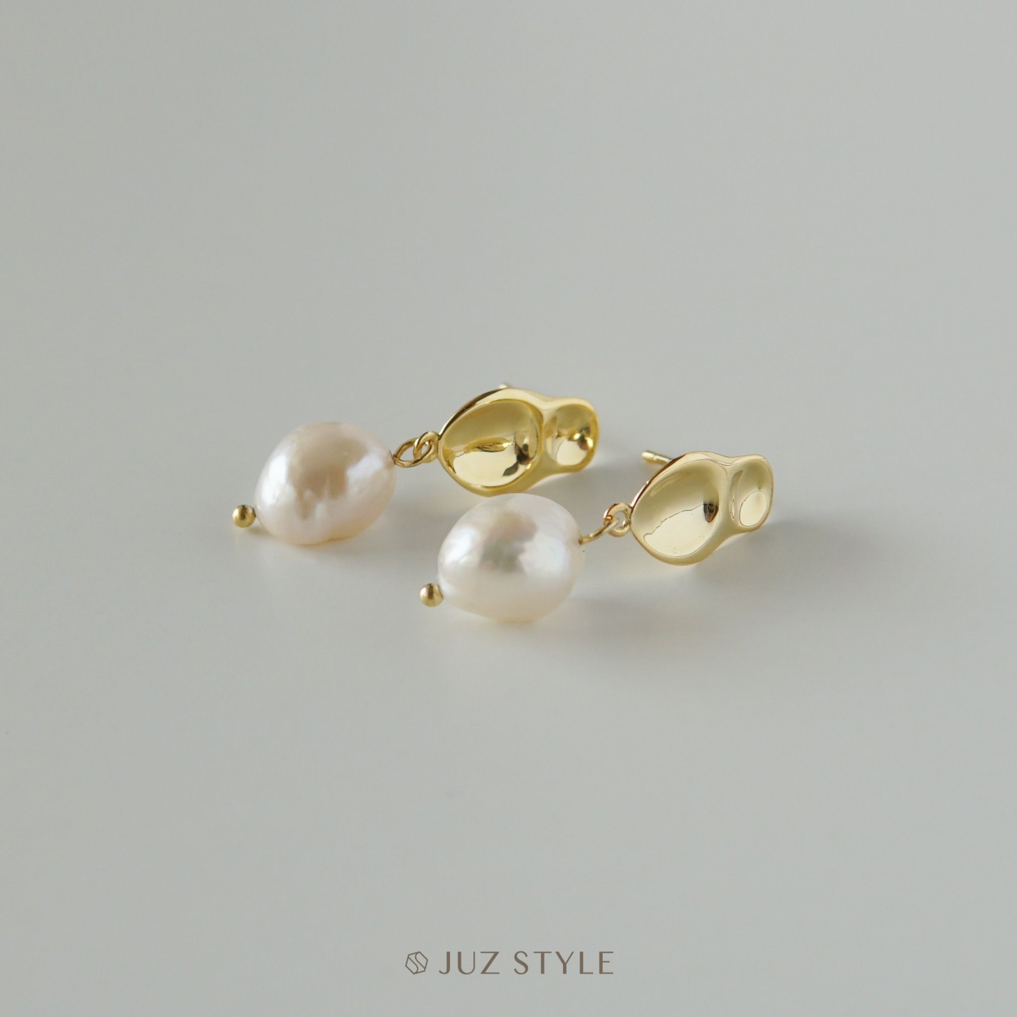 Bông tai bạc Golden pearl