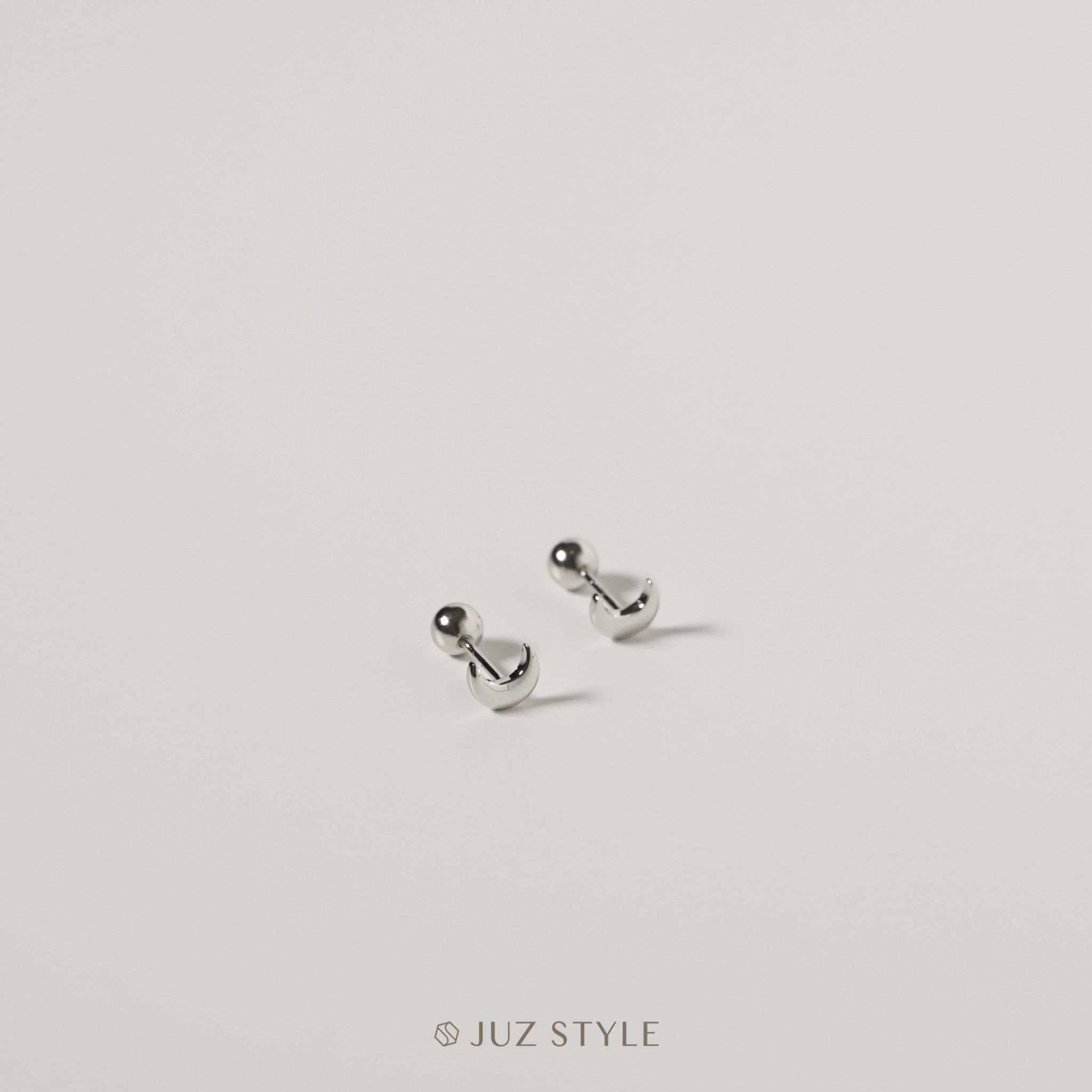  Bông tai bạc Crescent moon ballstuds 