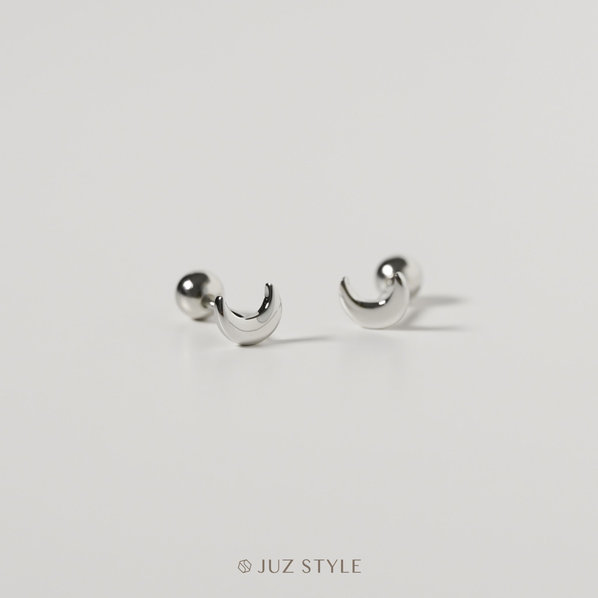  Bông tai bạc Crescent moon ballstuds 