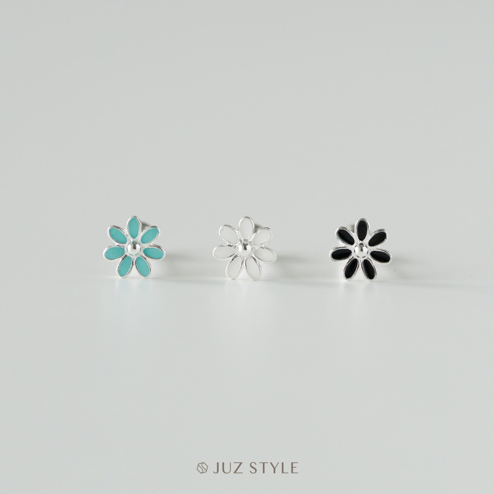  Bông tai bạc Flower ballstuds 