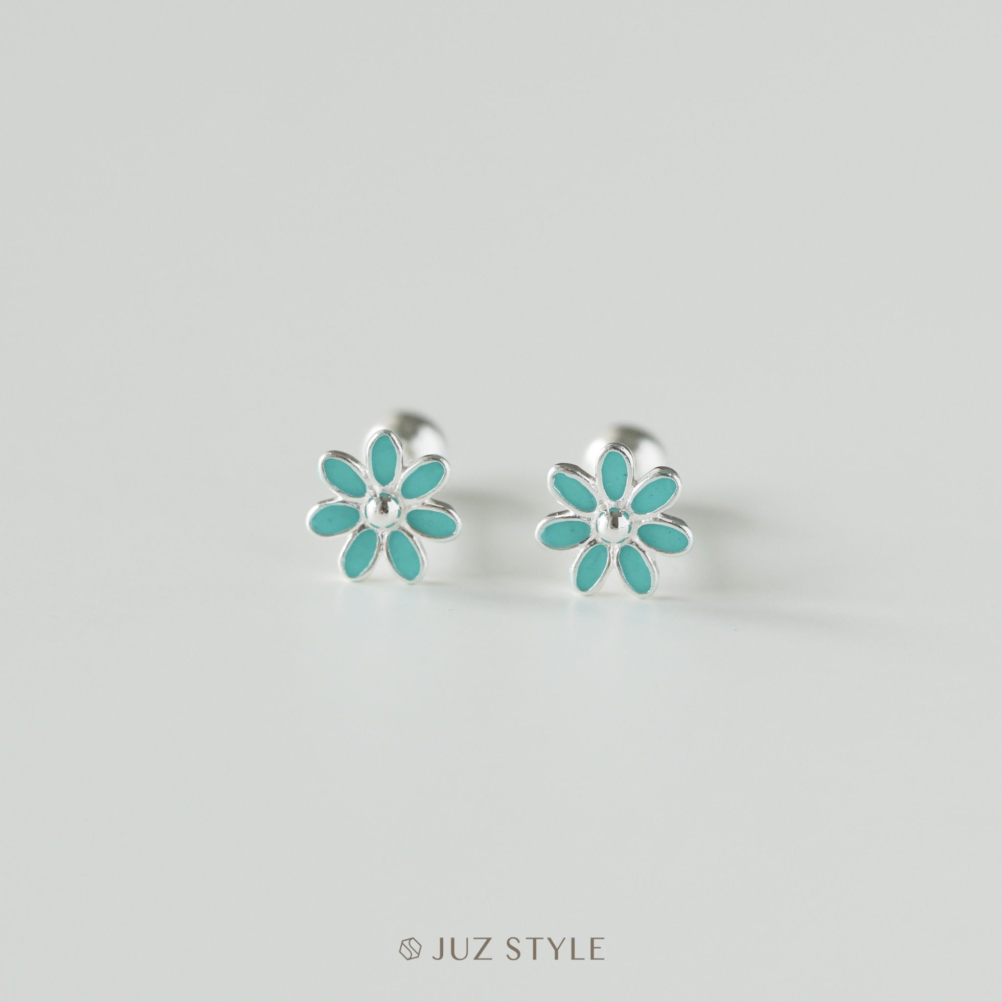 Bông tai bạc Flower ballstuds
