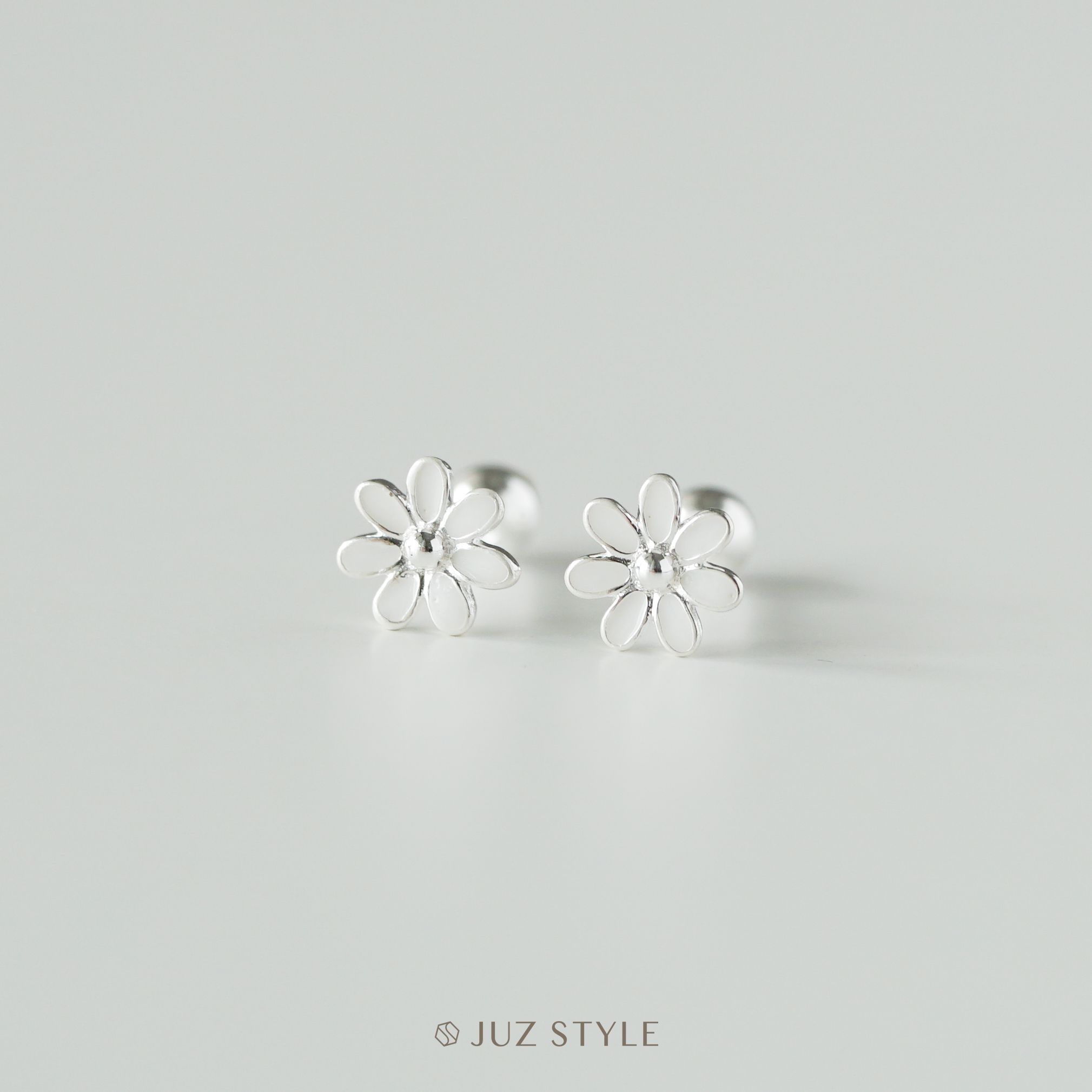 Bông tai bạc Flower ballstuds