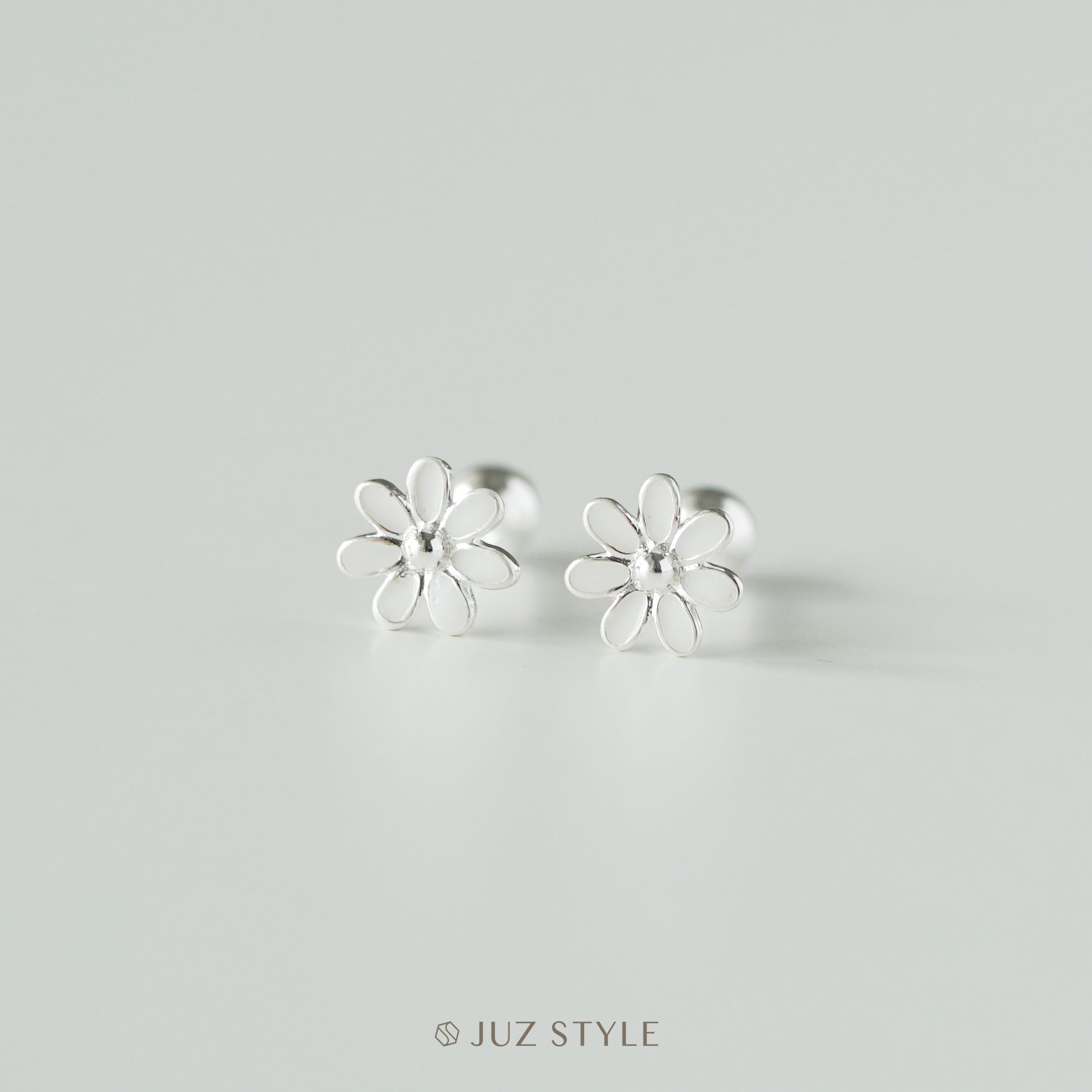  Bông tai bạc Flower ballstuds 