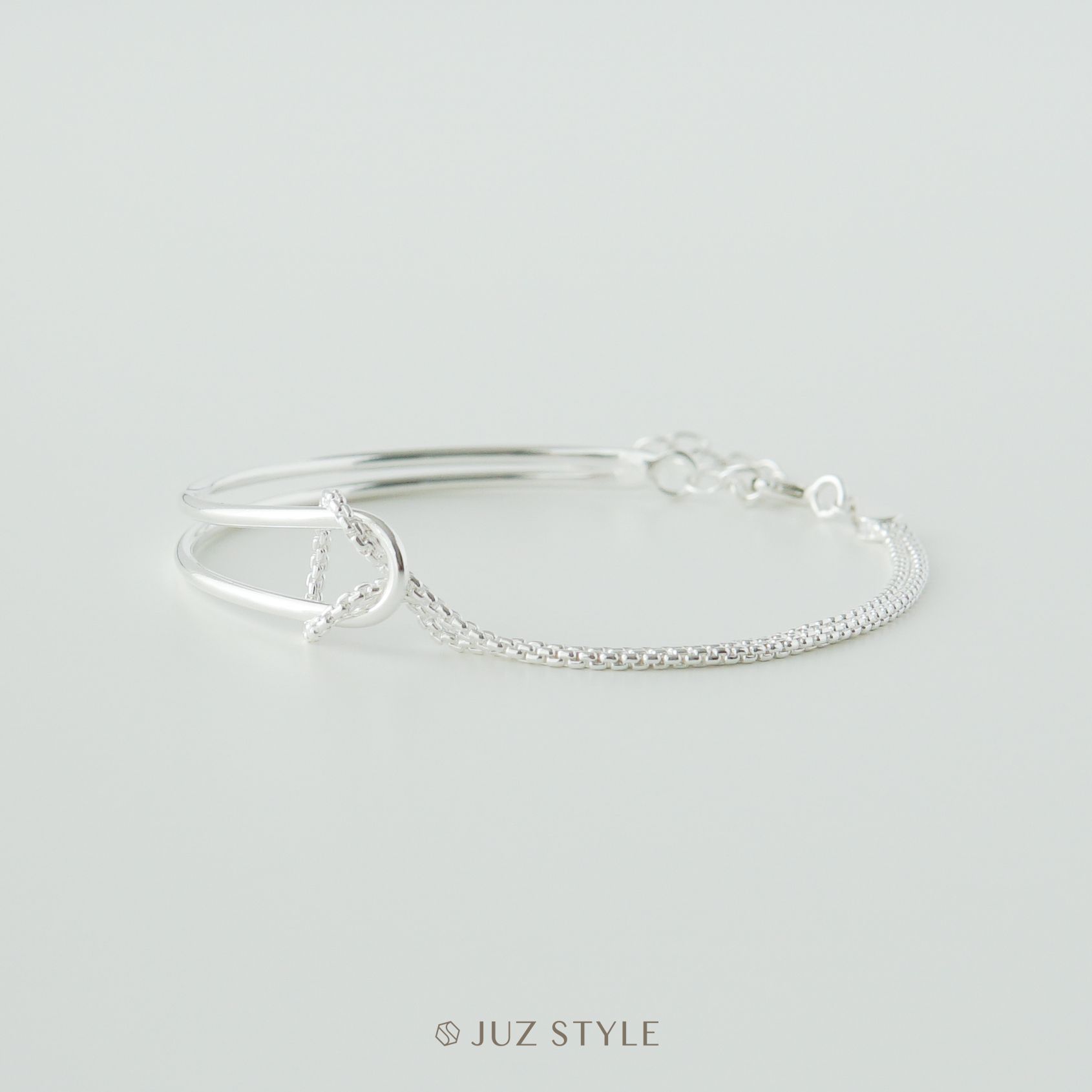 Lắc tay bạc box chain with half cuff