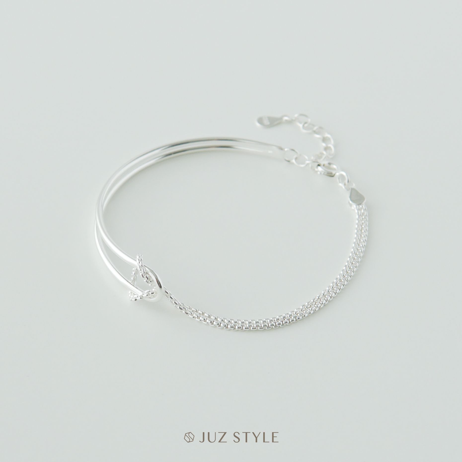 Lắc tay bạc box chain with half cuff