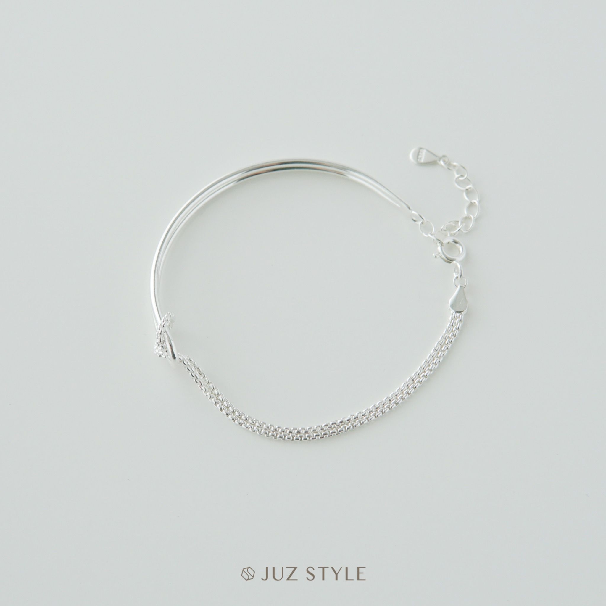 Lắc tay bạc box chain with half cuff