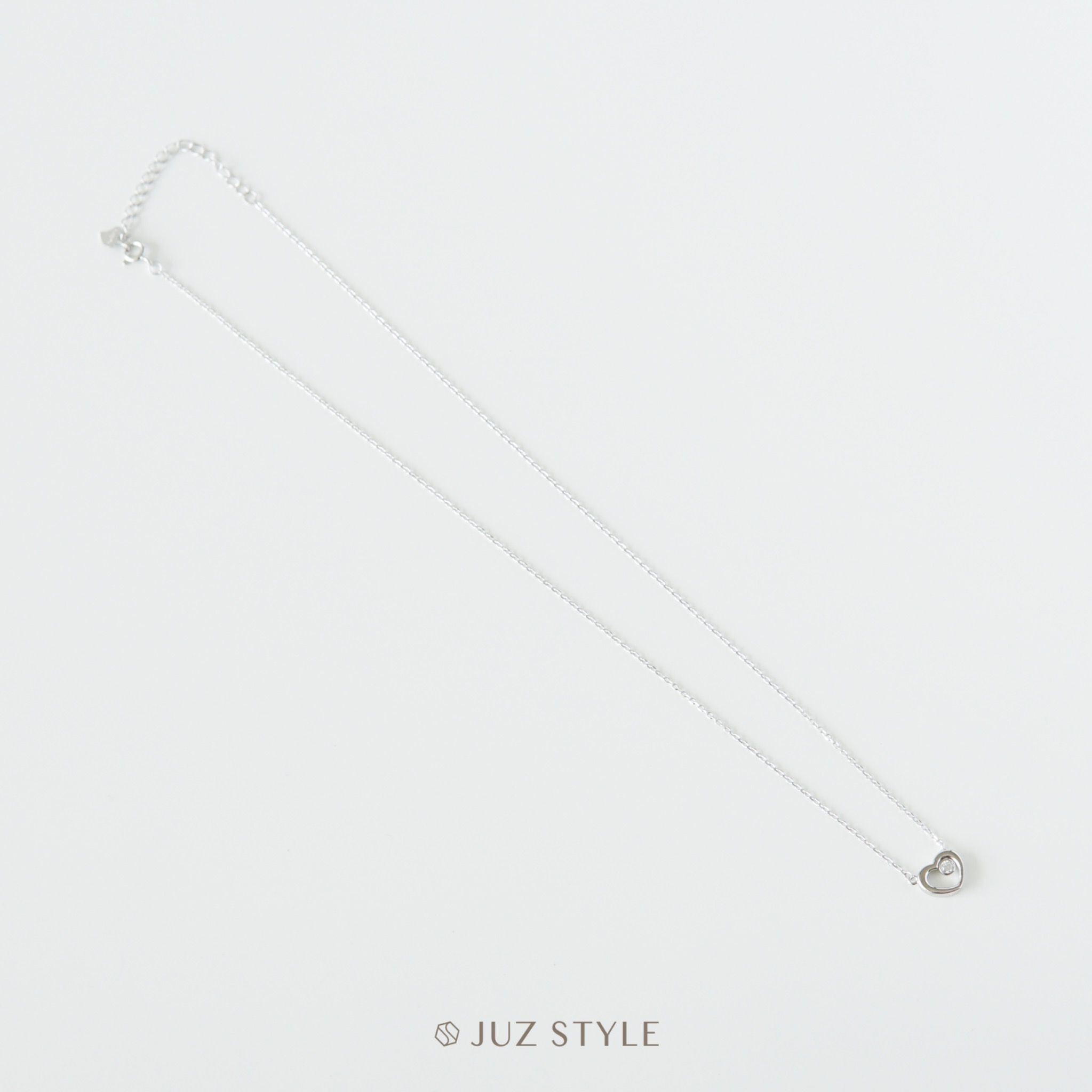 Dây chuyền bạc Heart & Cz bezel