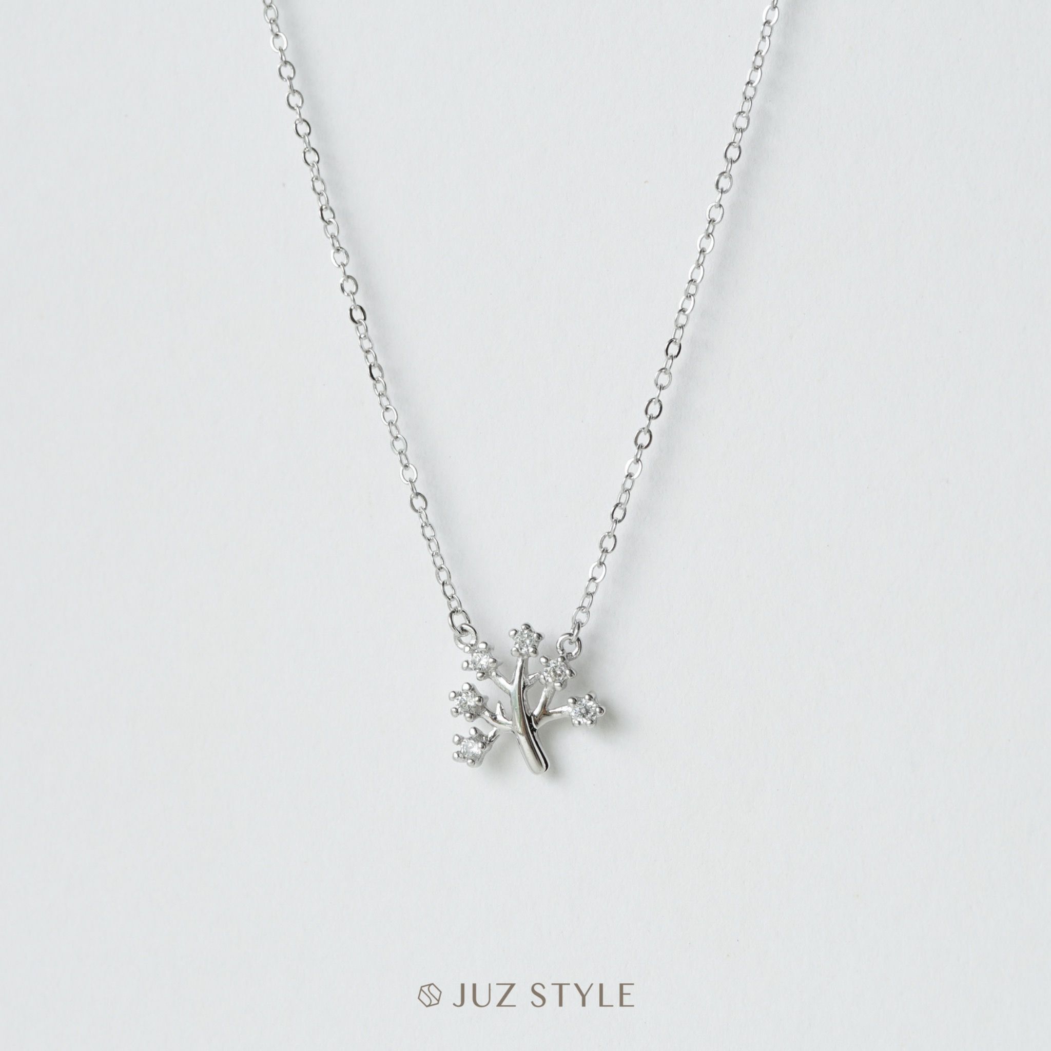 Dây chuyền bạc Cz Tree