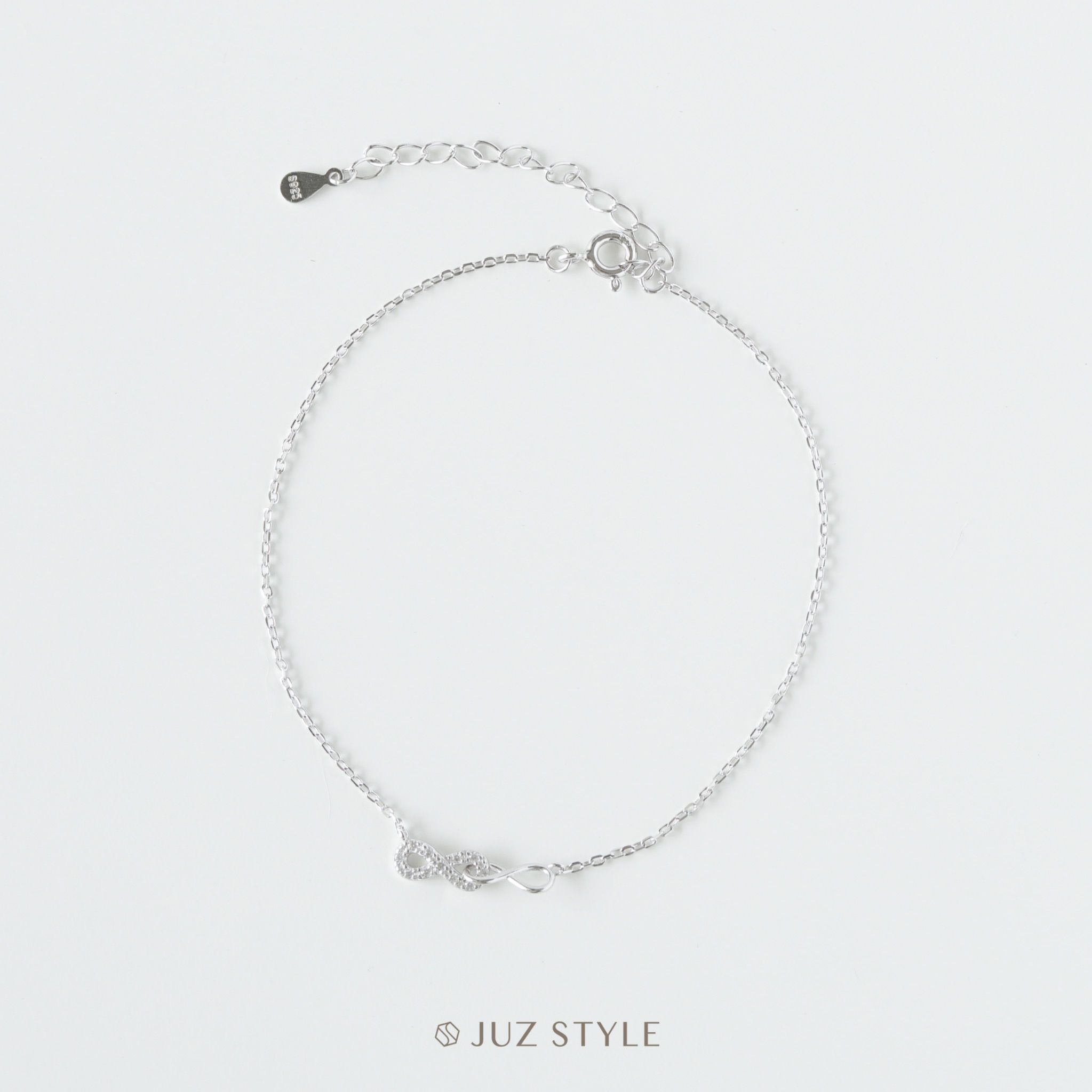 Lắc chân bạc Infinity Cz