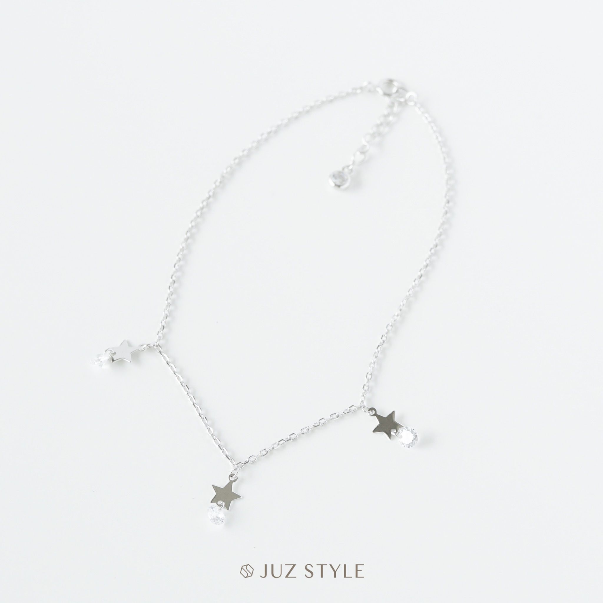  Lắc chân bạc Star CZ 