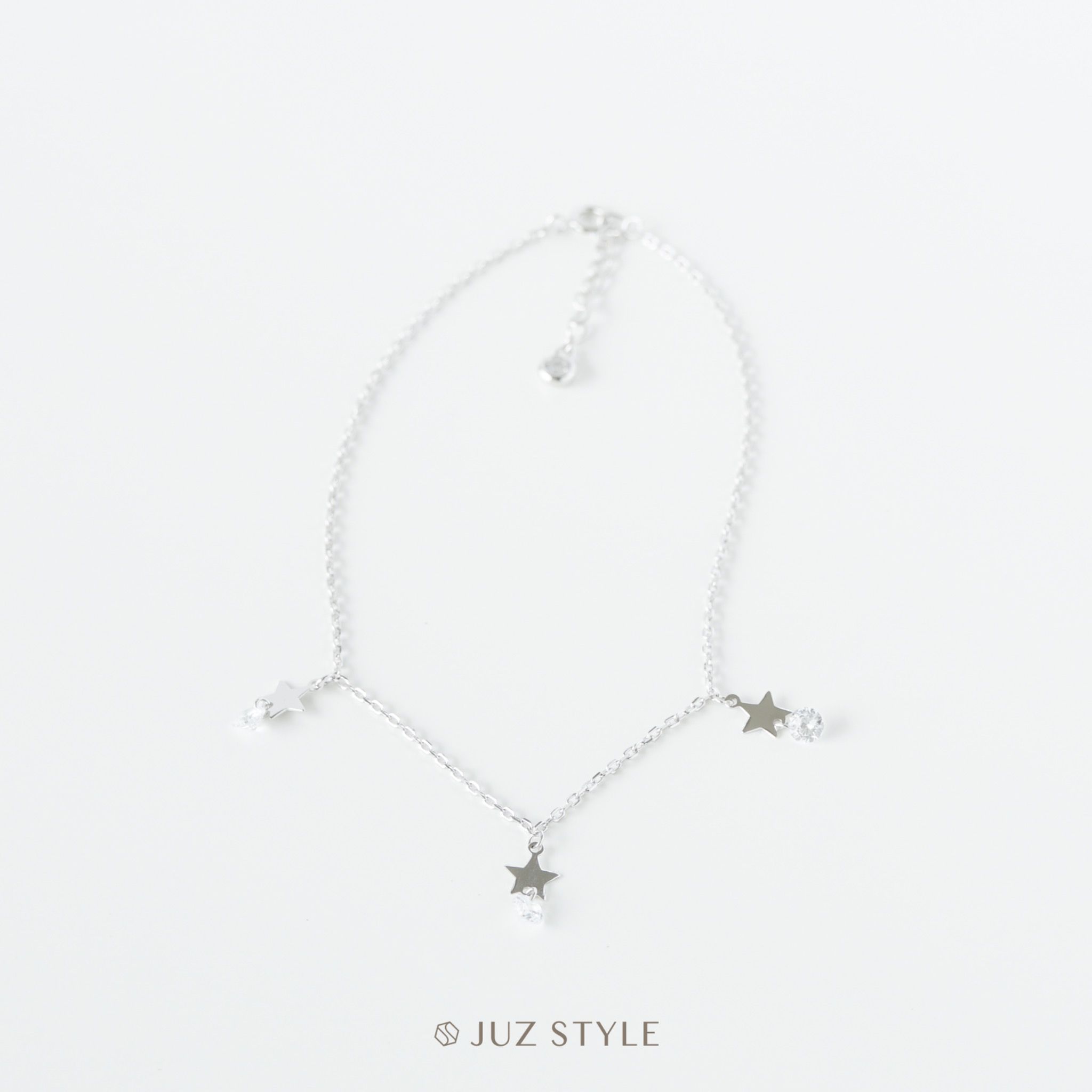 Lắc chân bạc Star CZ