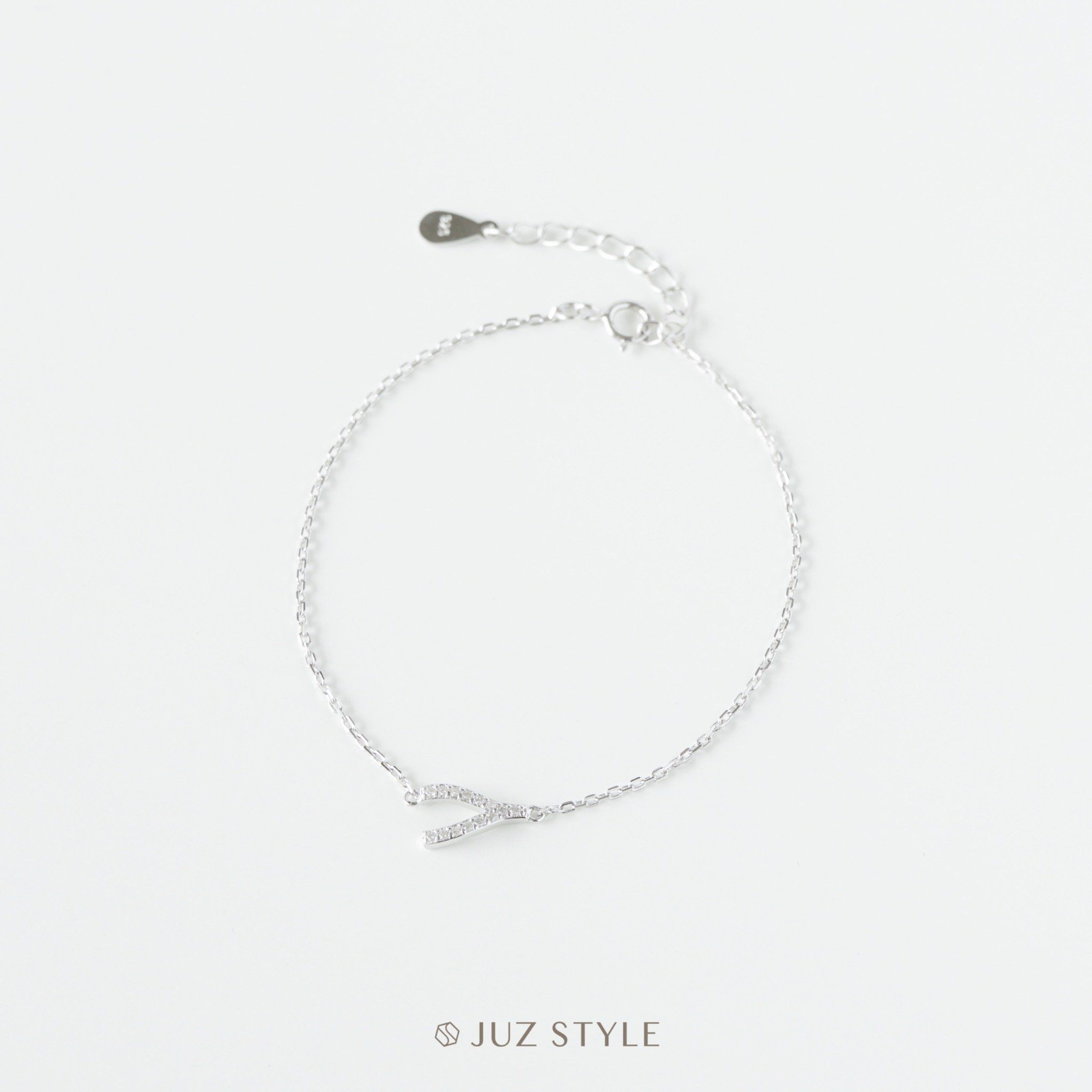  Lắc tay bạc Cz Wishbone 