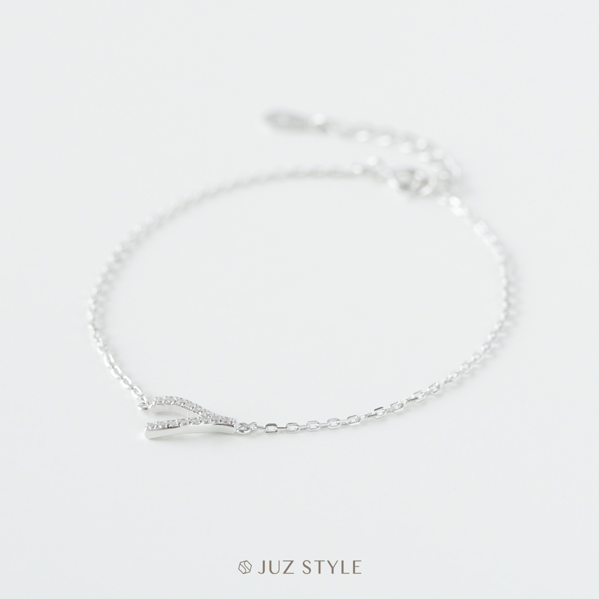 Lắc tay bạc Cz Wishbone
