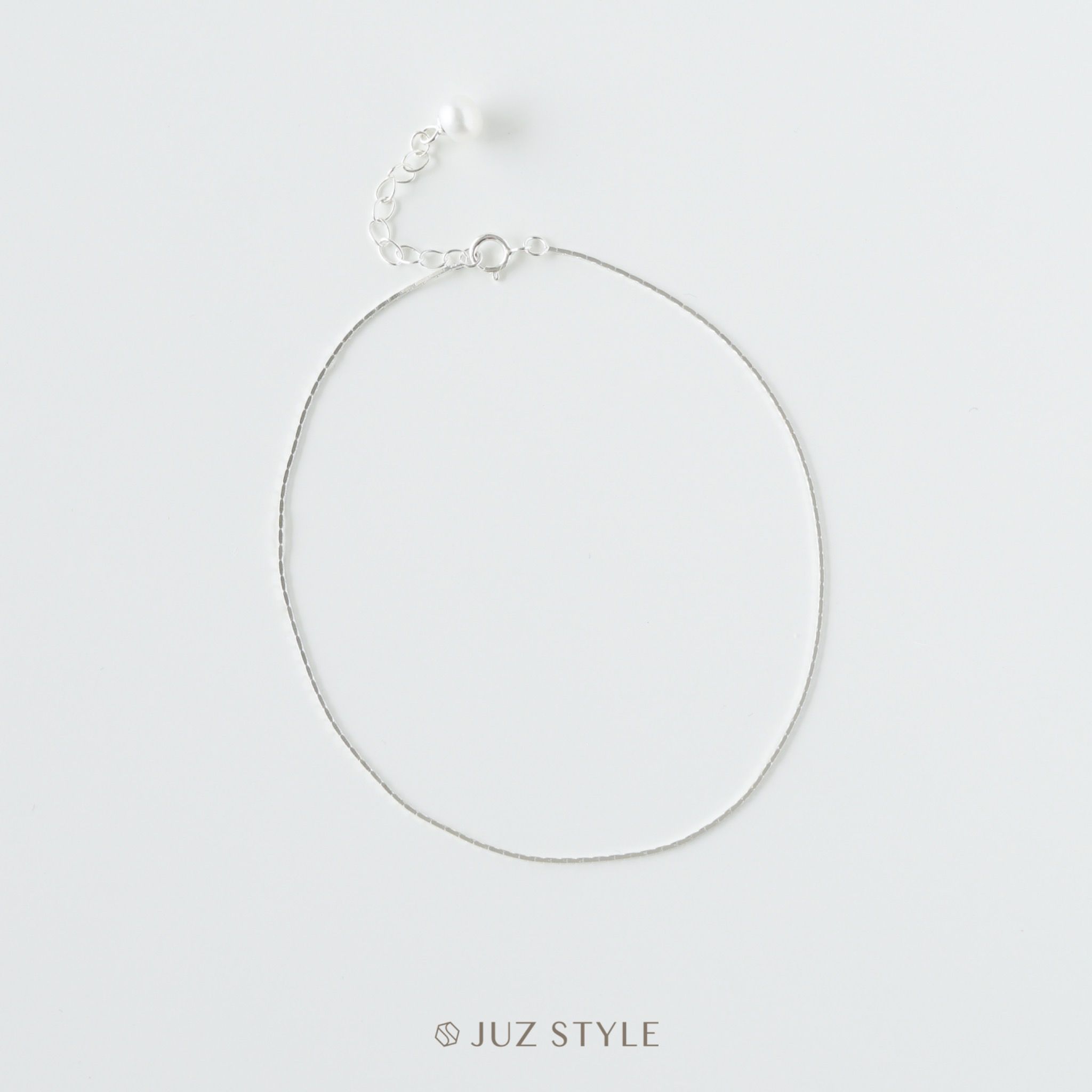 Lắc chân bạc super thin with pearl