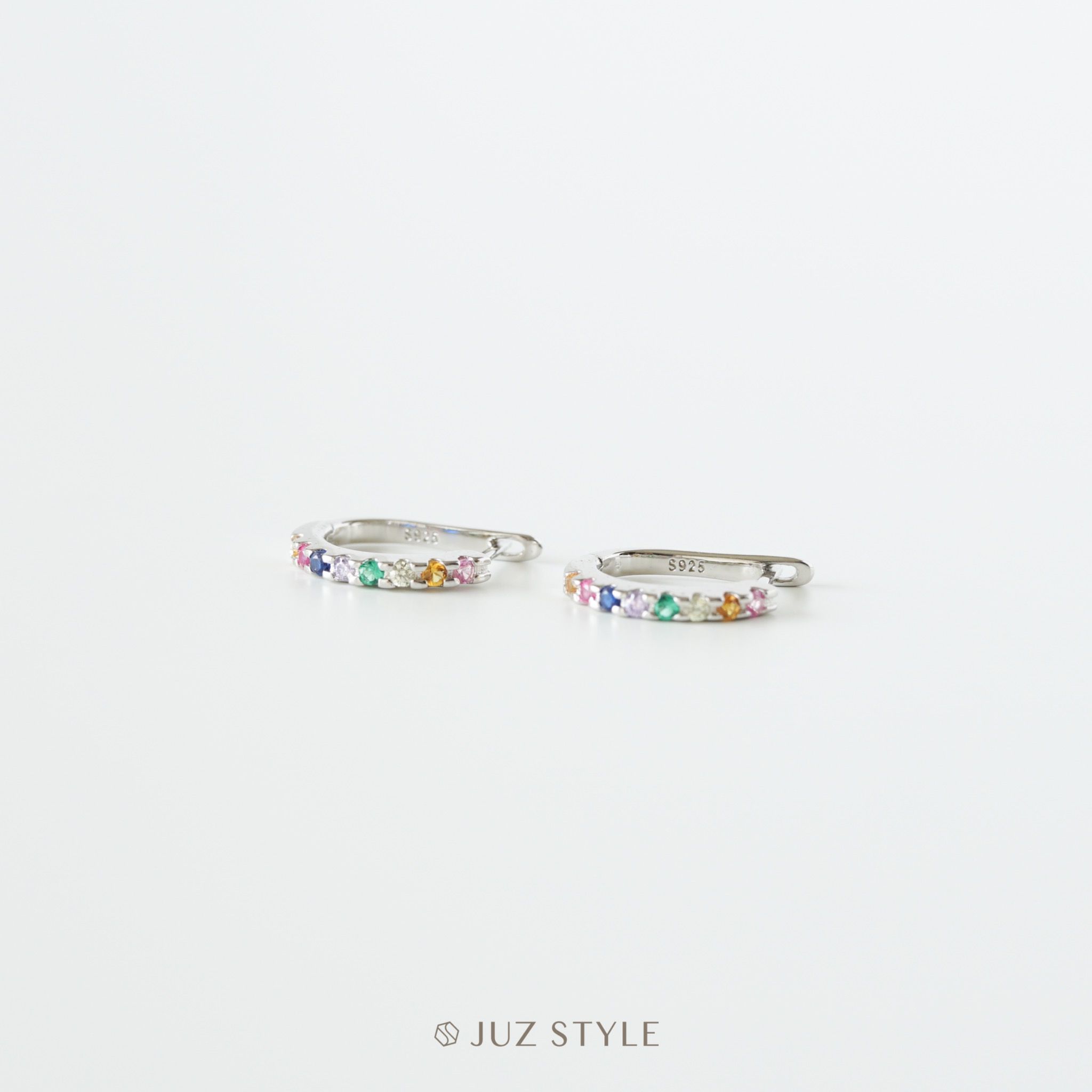 Bông tai bạc Rainbow Hoop