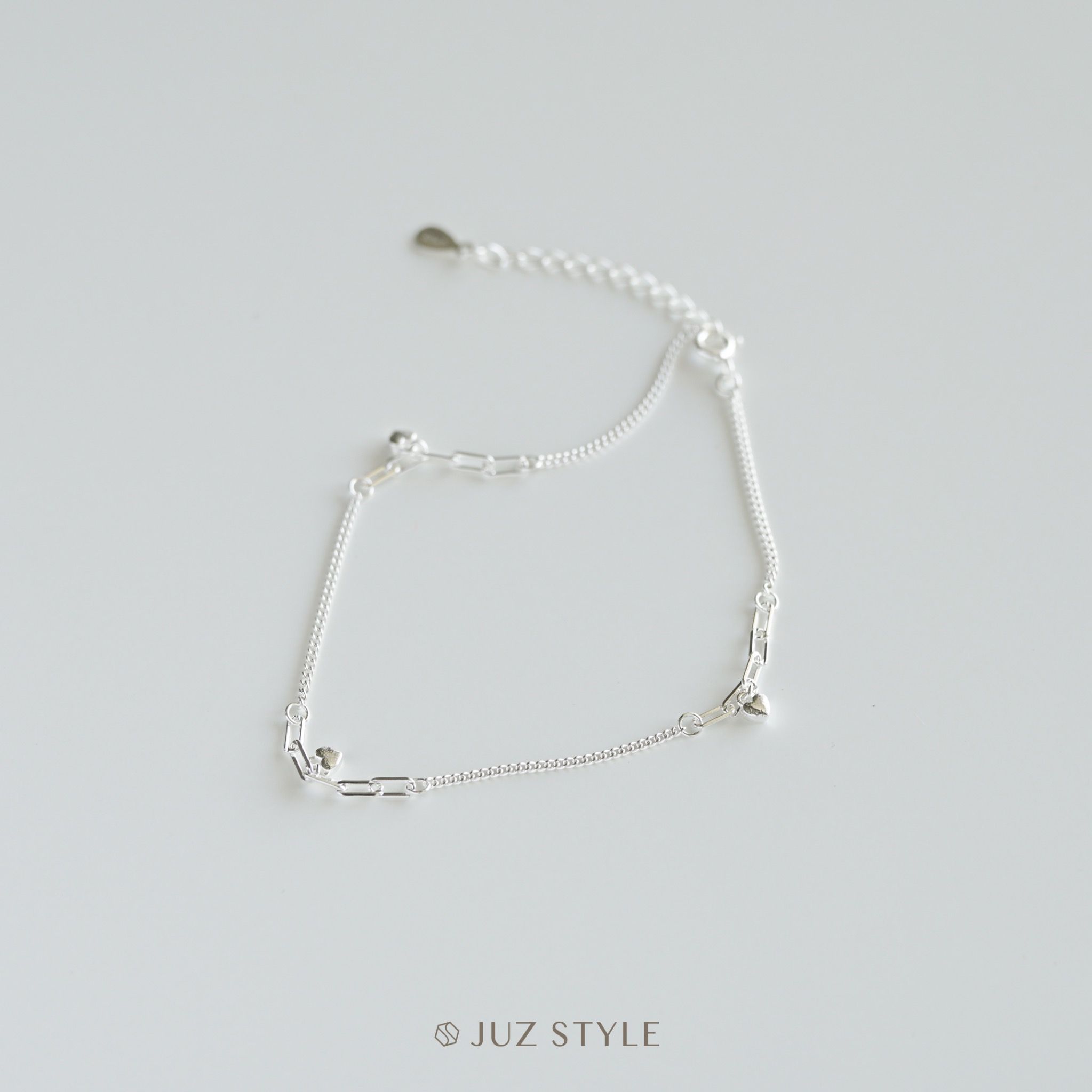 Lắc chân bạc Triple hearts