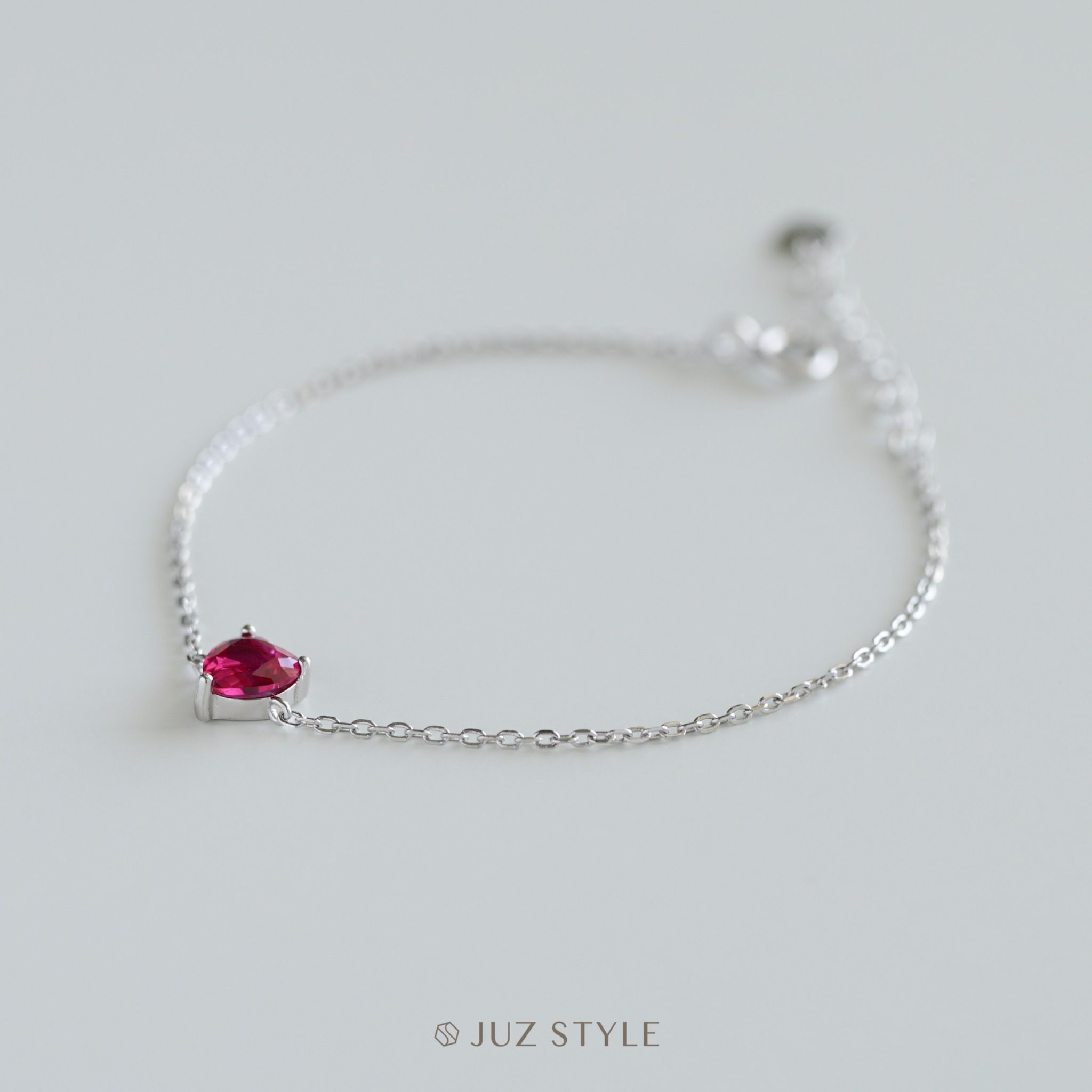 Lắc tay bạc Pink heart