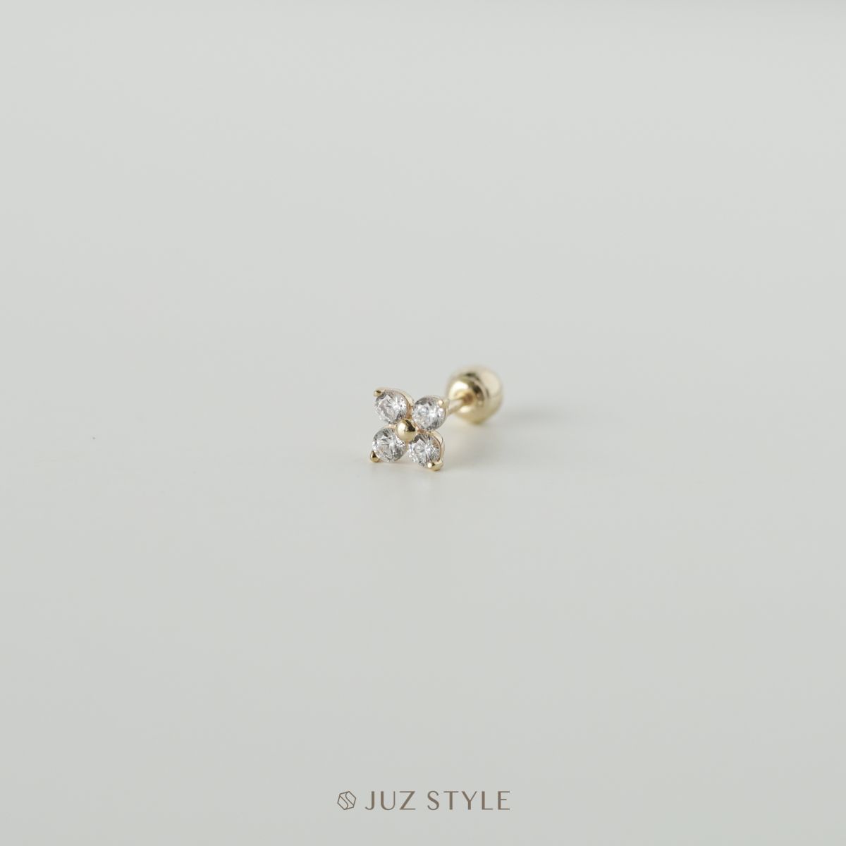 Bông tai vàng 14K Clover ballstud